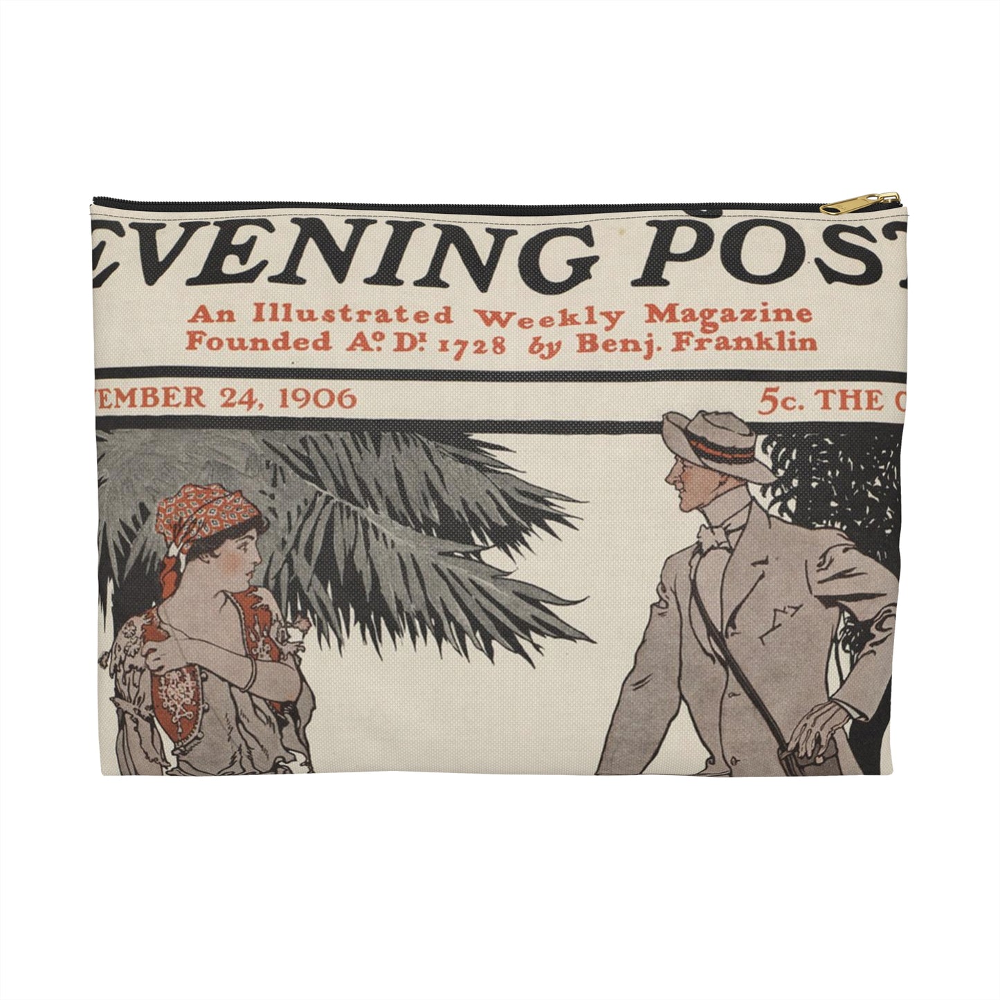 The Saturday evening post, November 24, 1906 Large Organizer Pouch with Black Zipper