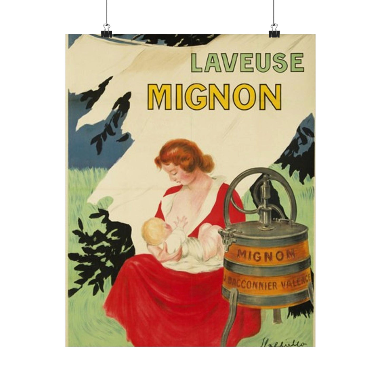 Affiche Laveuse Mignon - Art nouveau public domain image High Quality Matte Wall Art Poster for Home, Office, Classroom