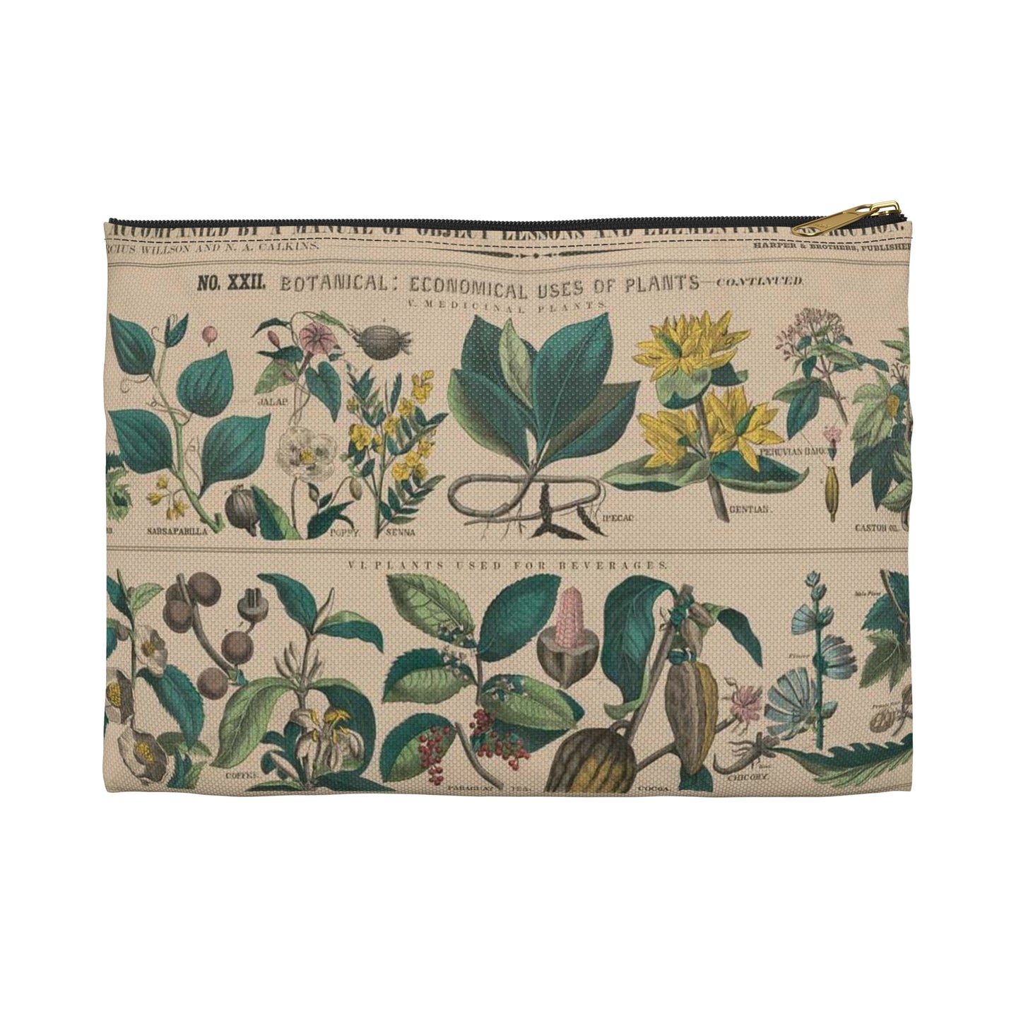 School and family charts, accompanied by a manual of object lessons and elementary instruction, by Marcius Willson and N.A. Calkins. No. XXII. Botanical: economical uses of plants-continued Large Organizer Pouch with Black Zipper