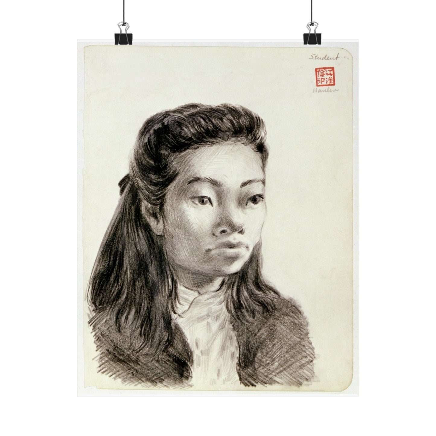 Artwork: "Student," China, 1945- Artist: John G. Hanlen High Quality Matte Wall Art Poster for Home, Office, Classroom