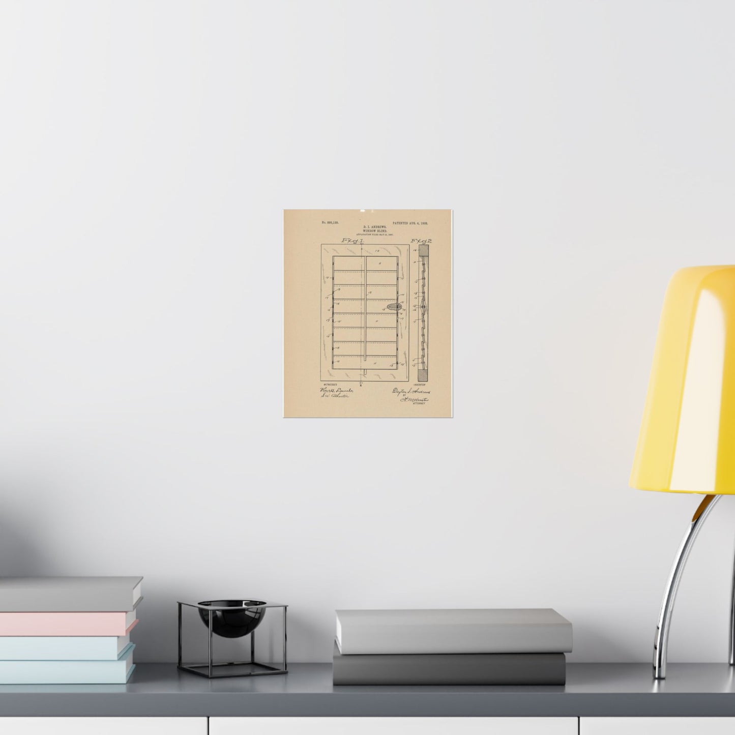 Patent Drawing of Engine - for a Window Blind Public domain  image High Quality Matte Wall Art Poster for Home, Office, Classroom