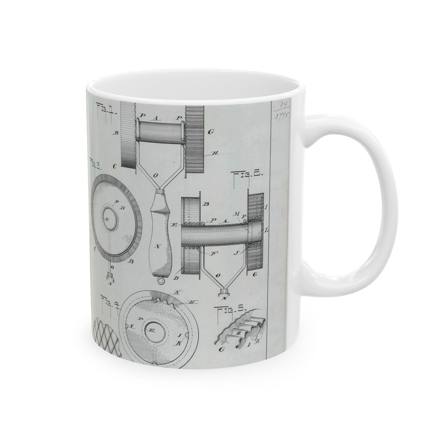 Patent Drawing of Engine - for G. W. Baier's Cake or Doughnut Cutter Public domain  image Beautiful Novelty Ceramic Coffee Mug 11oz