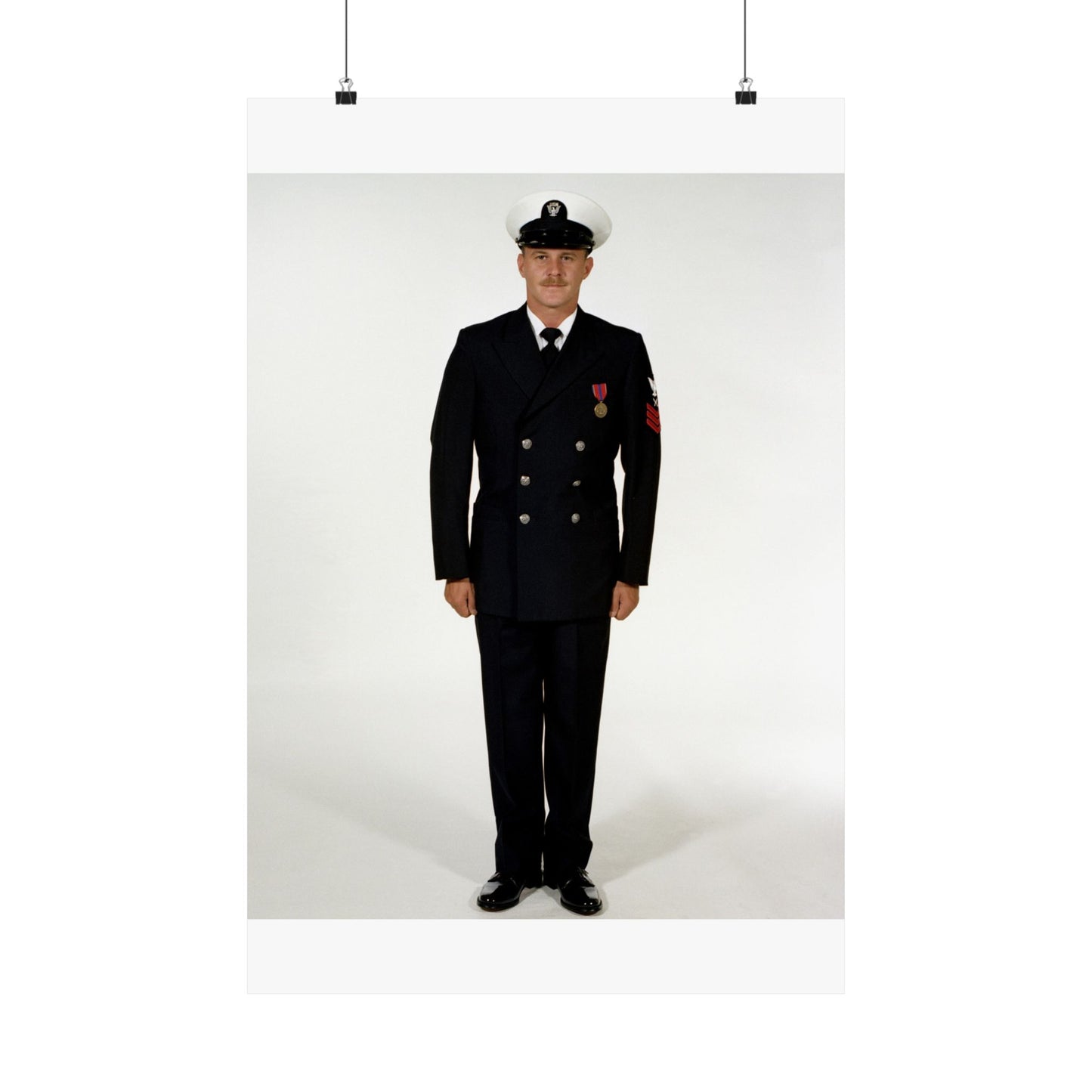 Uniform: Full dress blue, Navy enlisted men, ranks E-1 through E-6 High Quality Matte Wall Art Poster for Home, Office, Classroom