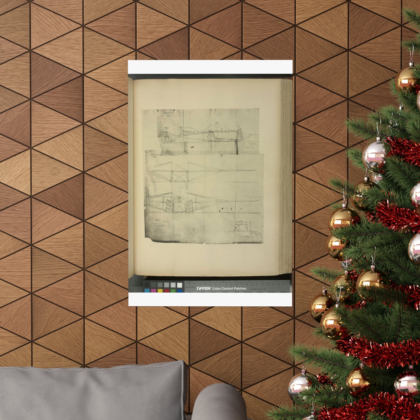Patent drawing - Planche I et II du brevet n° 111.574 pris en France le 16 février 1876, par Penaud et Gauchot, pour «Un aéro-plane ou appareil aérien volant». Public domain  image High Quality Matte Wall Art Poster for Home, Office, Classroom