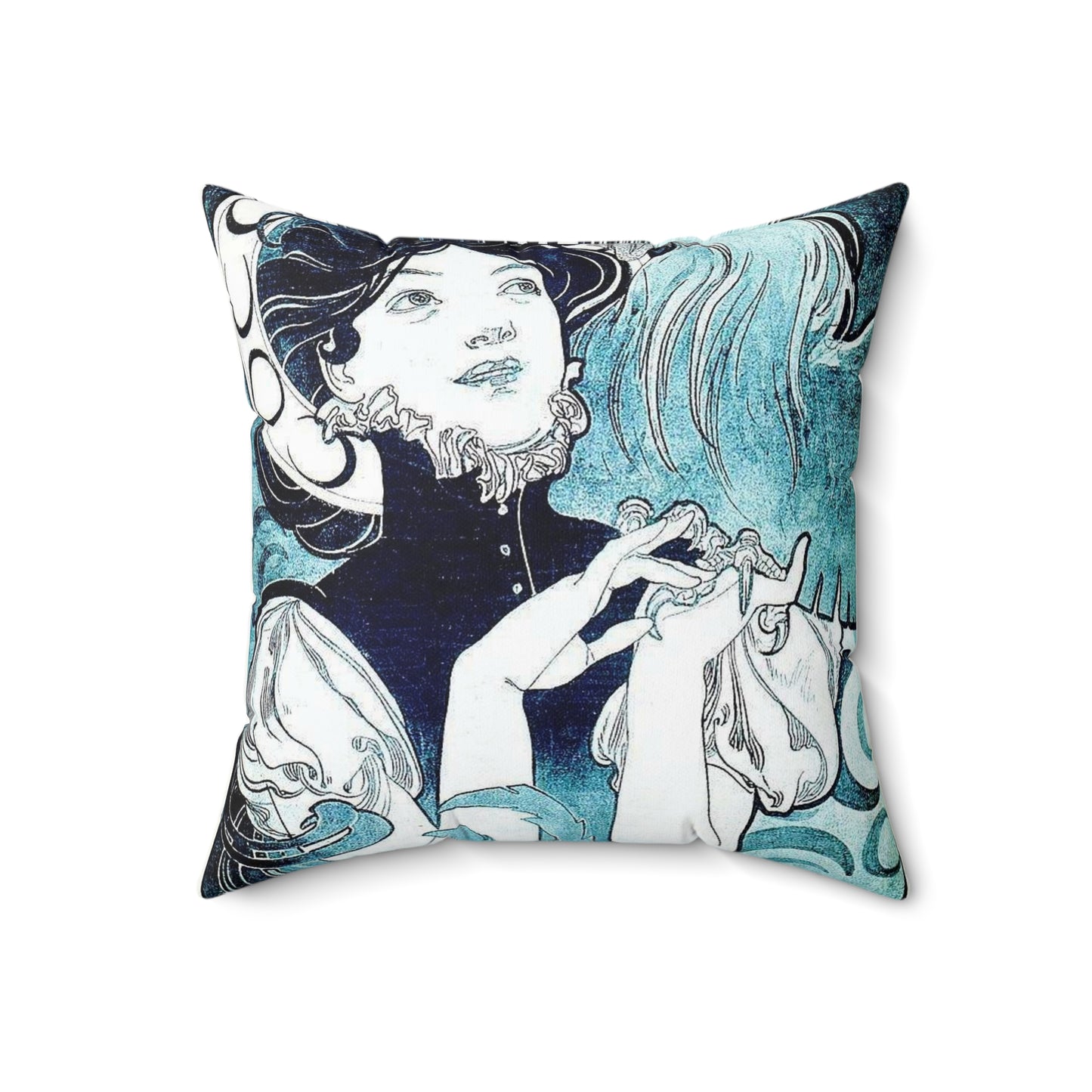 Cocorico 1 du 31 décembre 1898 - Alfons Mucha Decorative Accent Square Pillow