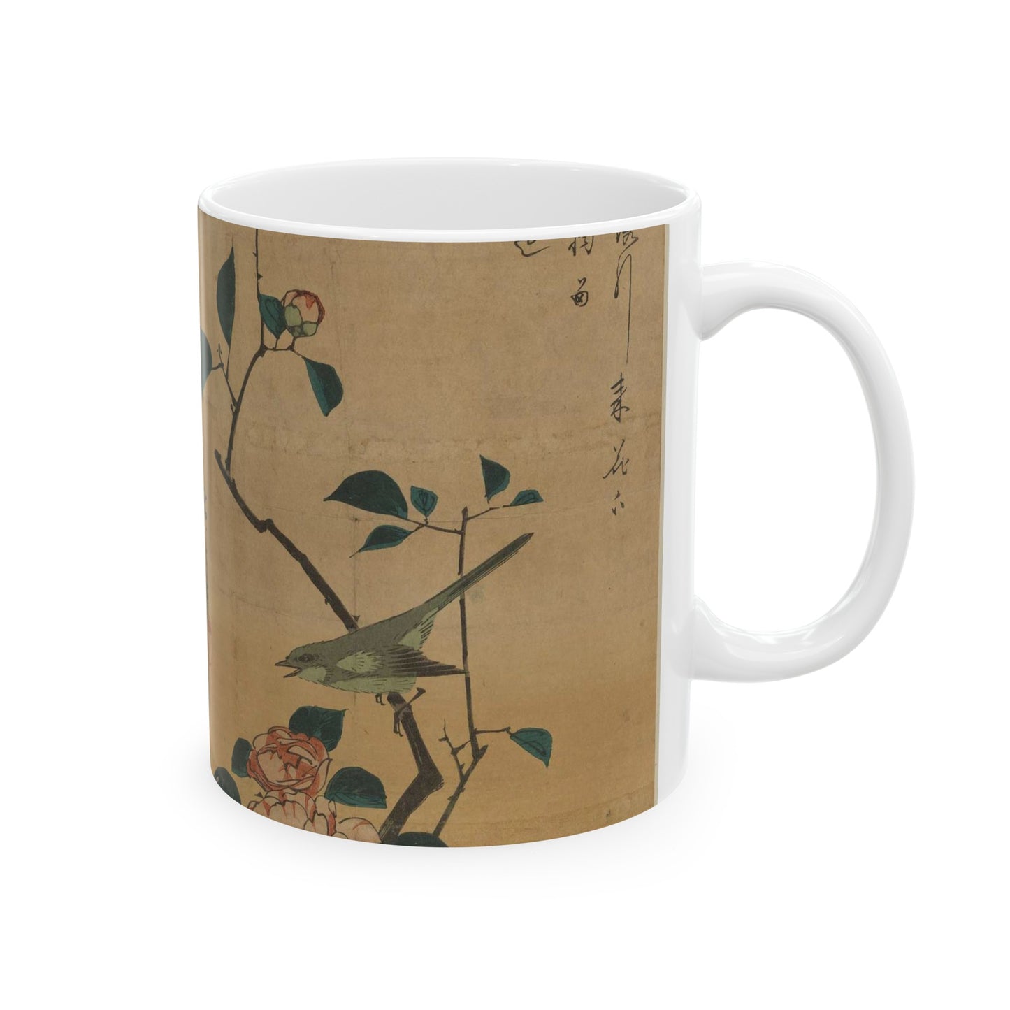 Utagawa Hiroshige - Tsubaki ni uguisu, Ando Hiroshige Beautiful Novelty Ceramic Coffee Mug 11oz