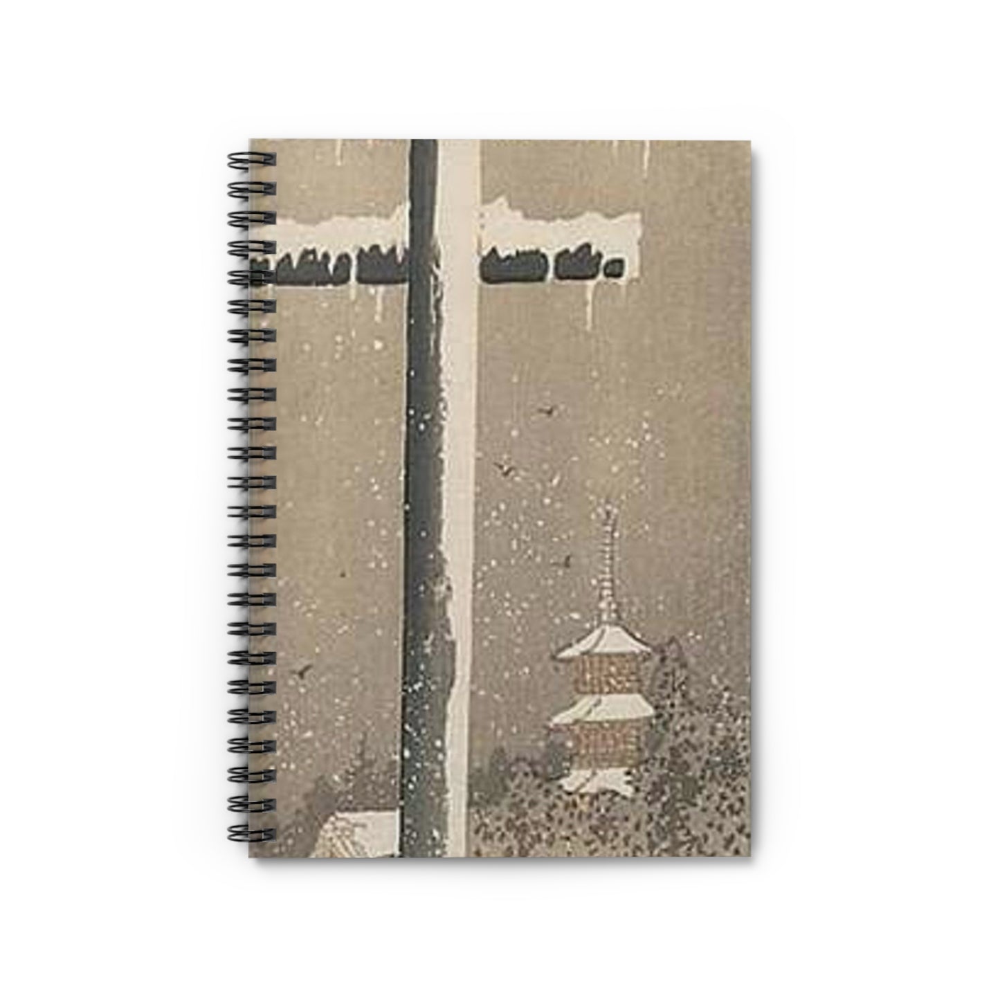 Koson - torii-and-crow-in-the-snow, Ohara Koson Spiral Bound Ruled Notebook with Printed Cover