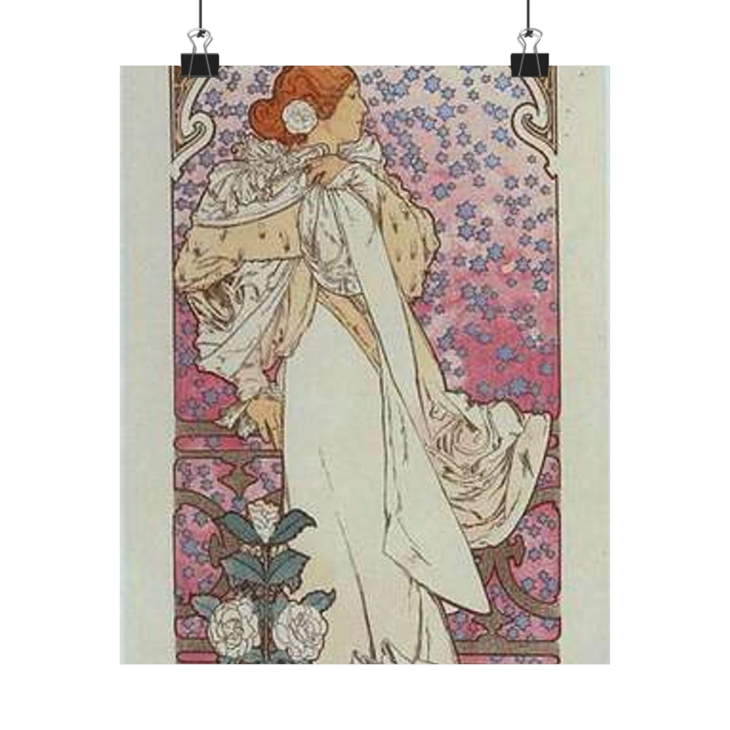 Affiche pour le Théâtre de la Renaissance, "la Dame aux Camélias". High Quality Matte Wall Art Poster for Home, Office, Classroom