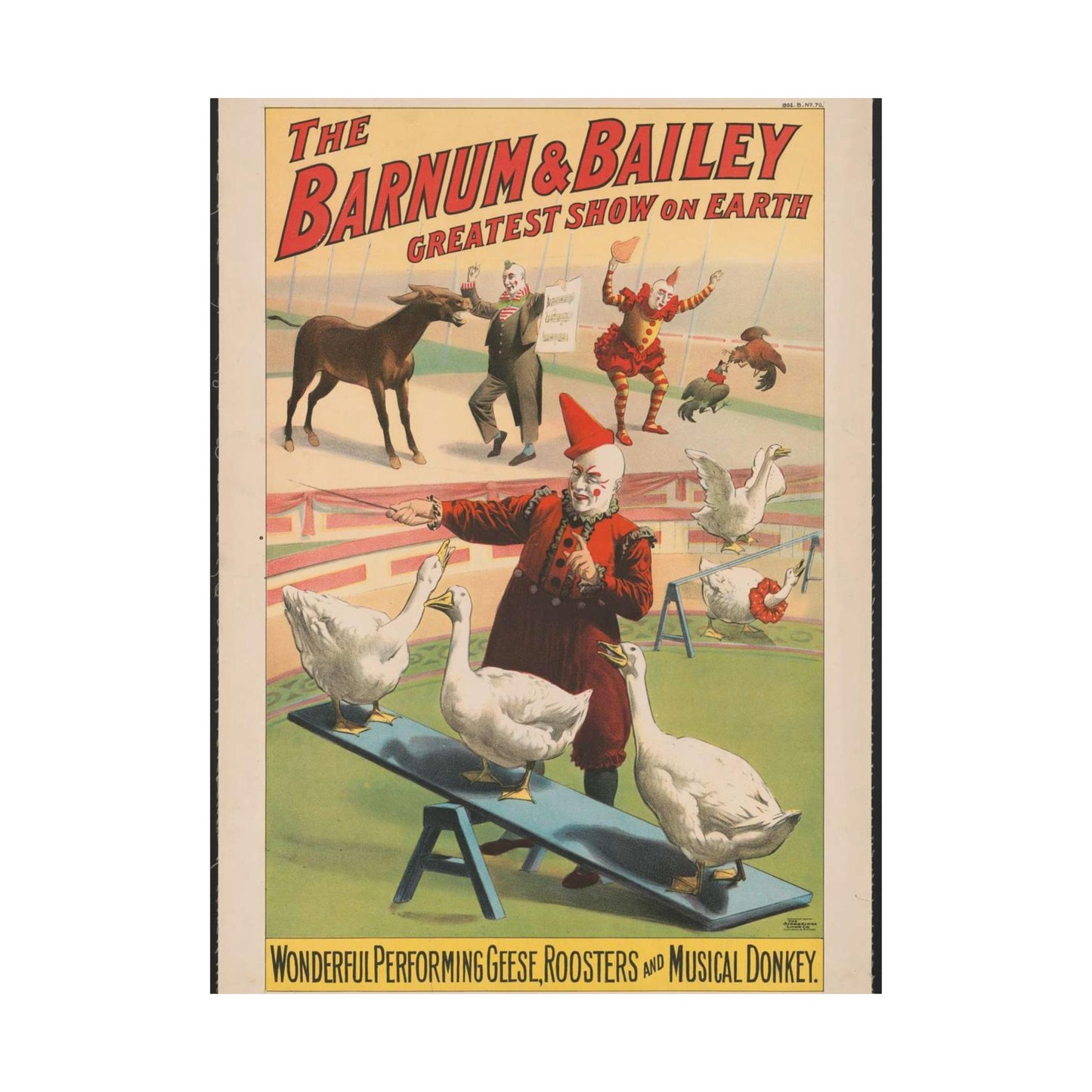 The Barnum & Bailey greatest show on earth. Wonderful performing geese, roosters and musical donkey / Strobridge Litho. Co., Cincinnati & New York. High Quality Matte Wall Art Poster for Home, Office, Classroom