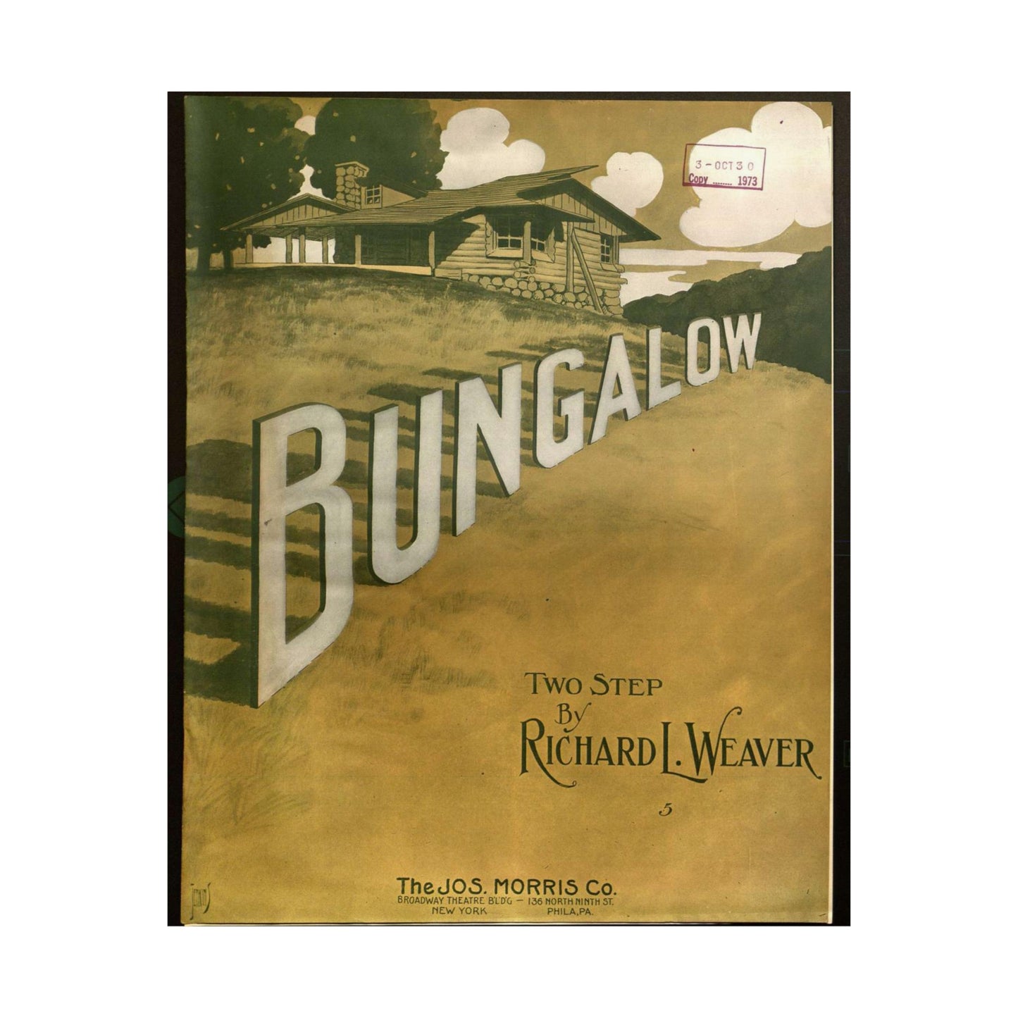 Bungalow, musical notation - Public domain American sheet music High Quality Matte Wall Art Poster for Home, Office, Classroom