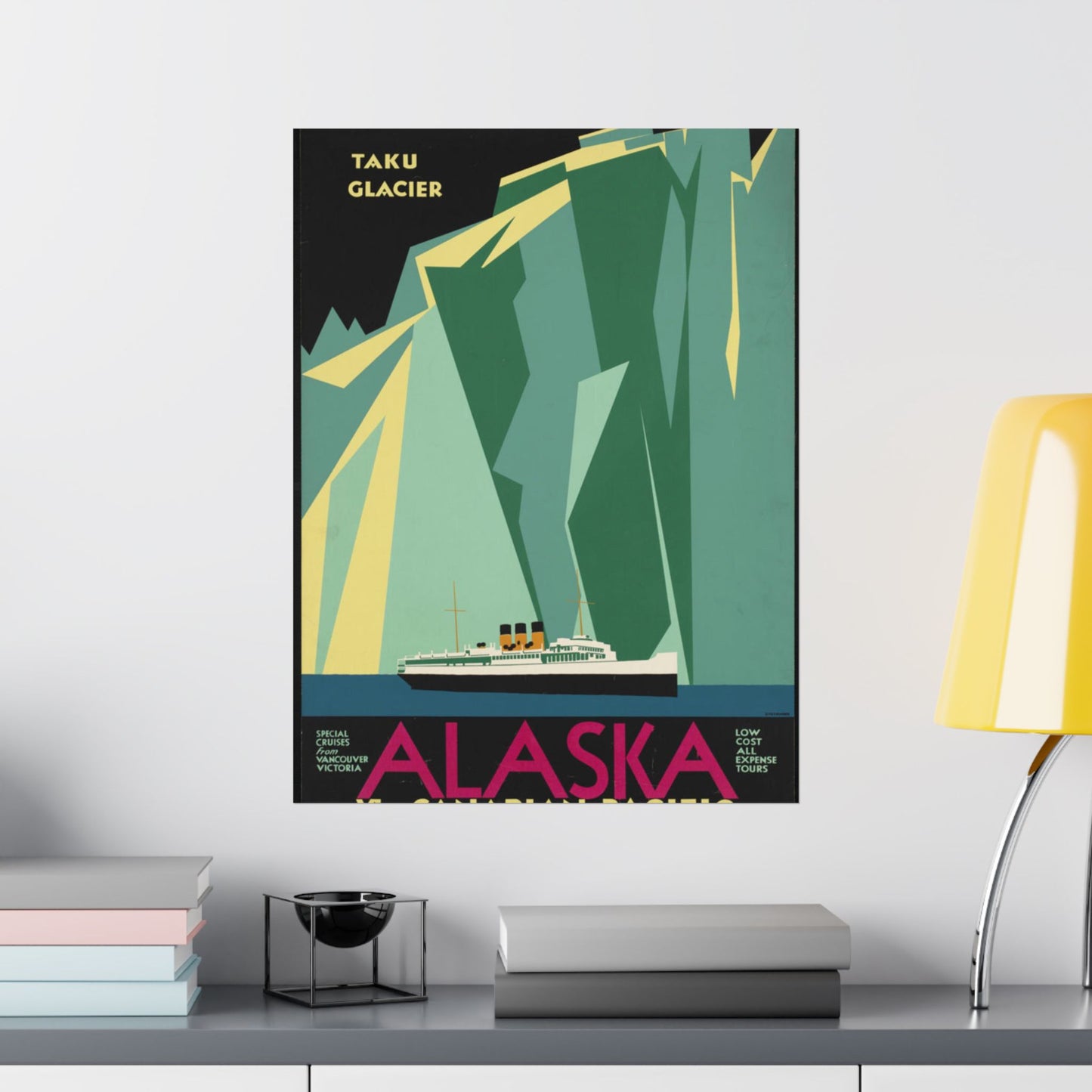 Alaska. Vintage Travel Poster., Art Deco Poster High Quality Matte Wall Art Poster for Home, Office, Classroom