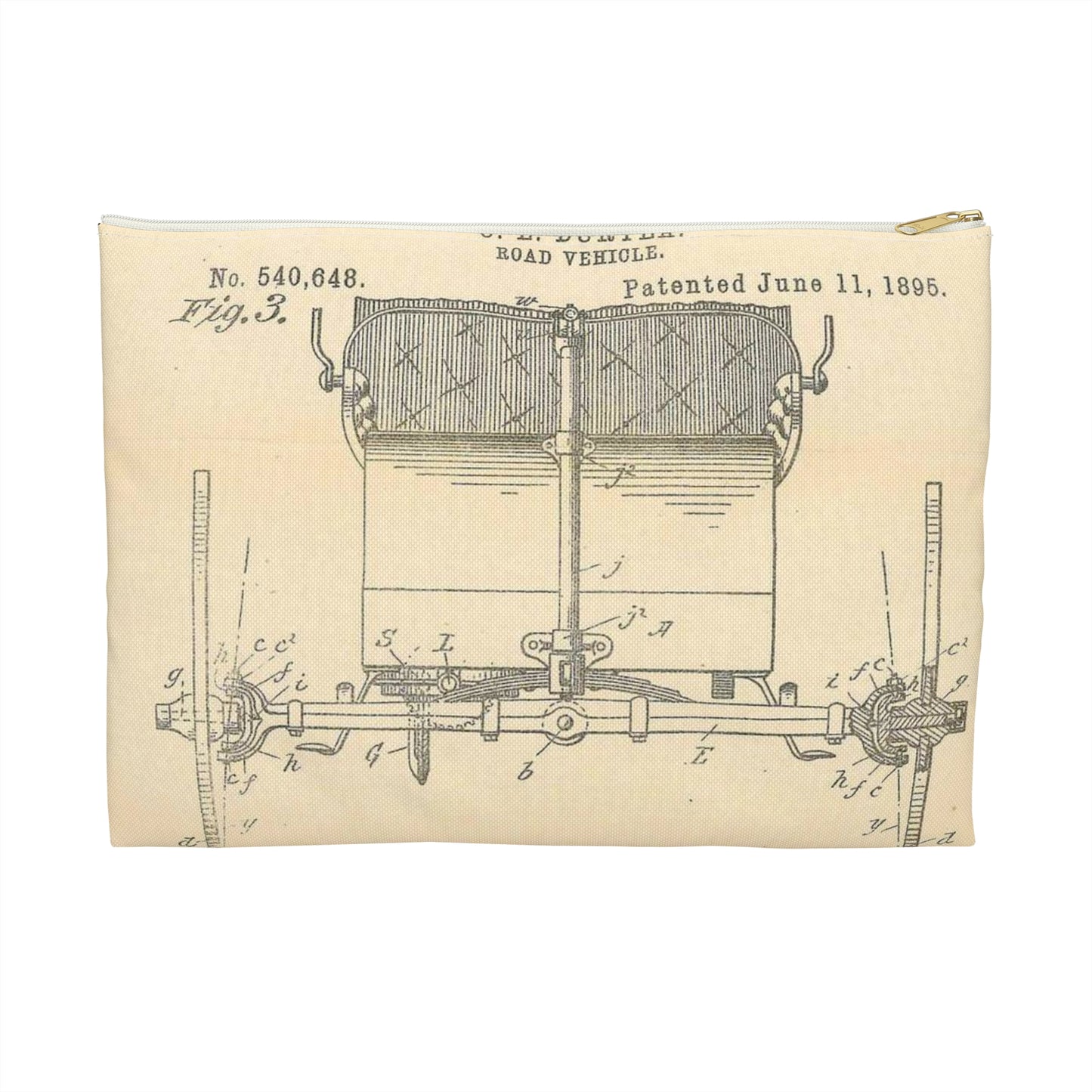 Patent Case File No. 540,648, Road Vehicle, Inventor- Charles E. Duryea - DPLA - fdde267afd883f609ba31de3a2261371 (page 53) Large Organizer Pouch with Black Zipper