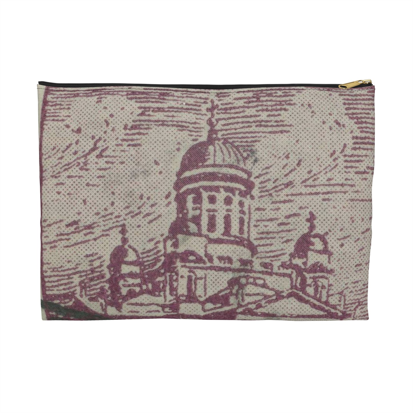 Frimärke ur Gösta Bodmans filatelistiska motivsamling, påbörjad 1950.Frimärke från Finland 1932. Motiv av St. Nicolaus Katedralen i Helsningfors. Large Organizer Pouch with Black Zipper