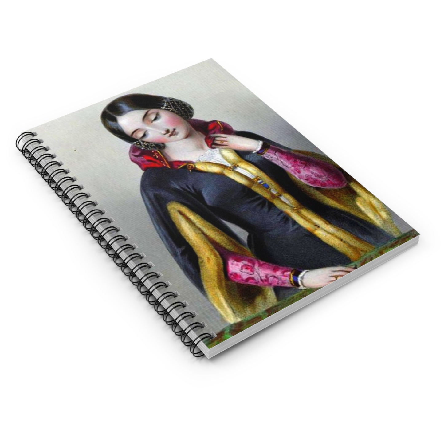 Ana Boemia - A painting of a woman in a black dress Spiral Bound Ruled Notebook with Printed Cover