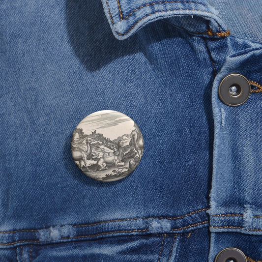 Adriaen Collaert - Dromedarissen en een kameel Pin Buttons with Crisp Design