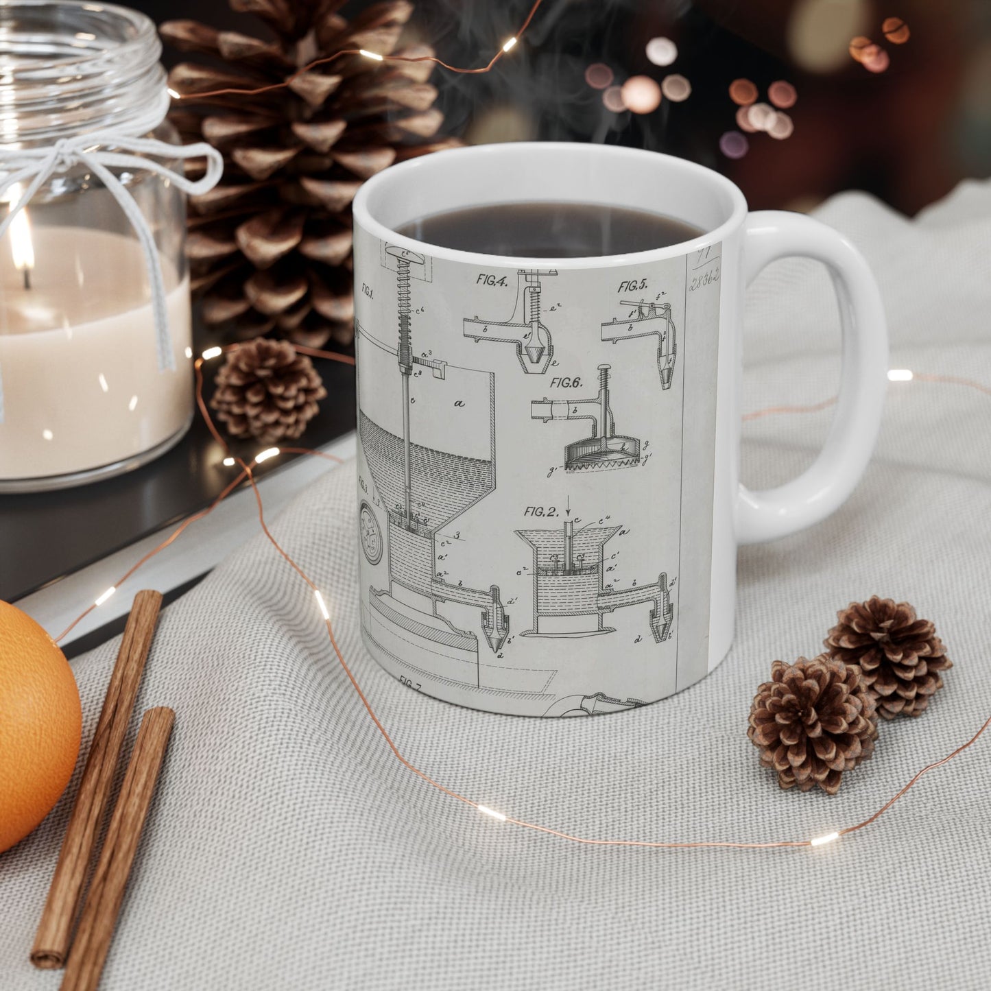 Patent Drawing of Engine - for H. Hueg's Cake Machine Public domain  image Beautiful Novelty Ceramic Coffee Mug 11oz