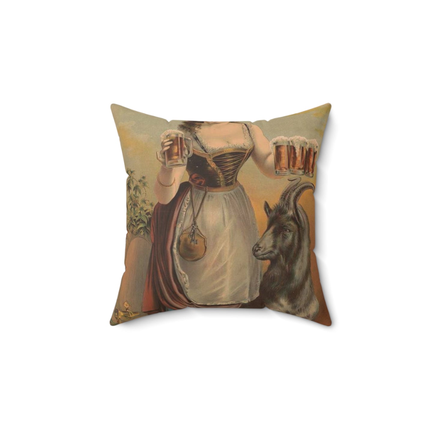 Poster - Village beer girl, bock beer - Public domain lithograph Decorative Accent Square Pillow