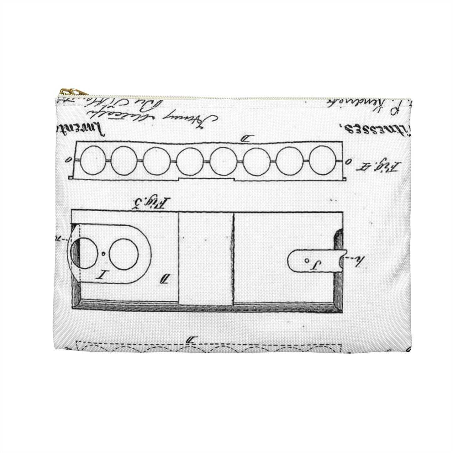 Patent drawing - Means of Attaching Magazines to Fire-Arms, 1875 Public domain  image Large Organizer Pouch with Black Zipper