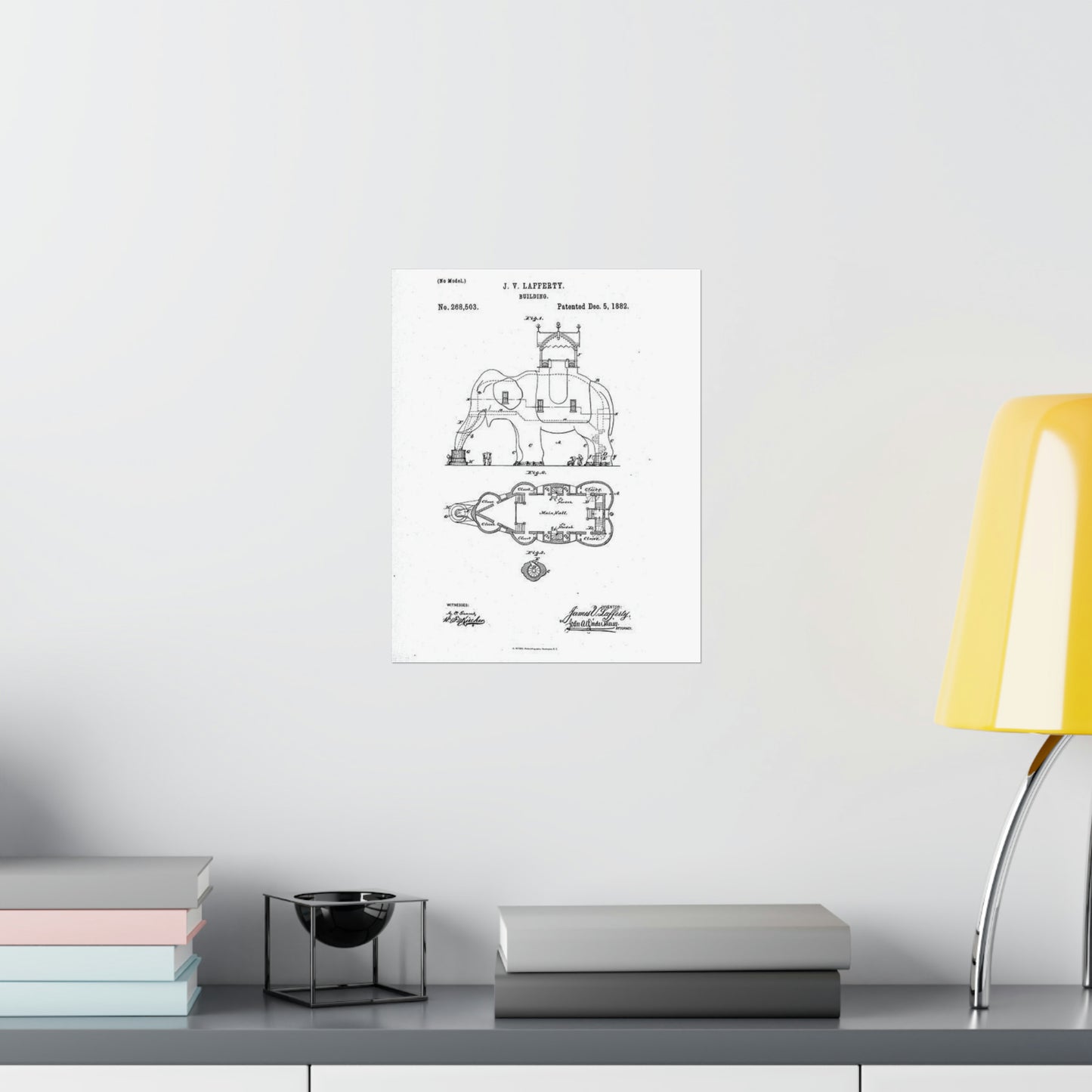 Patent Drawing of Engine - Lucy-USpatent268503 1882 Public domain  image High Quality Matte Wall Art Poster for Home, Office, Classroom