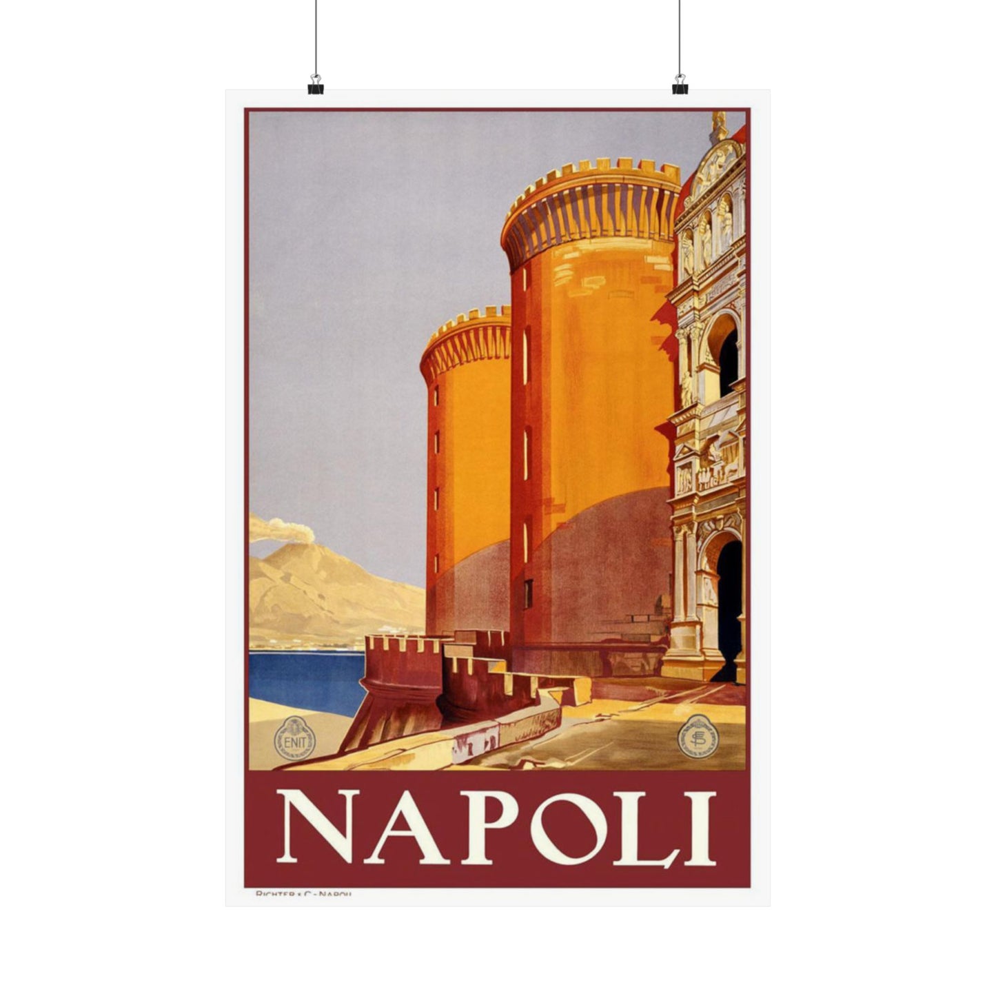 Napoli. Vintage Travel Poster., Italy High Quality Matte Wall Art Poster for Home, Office, Classroom