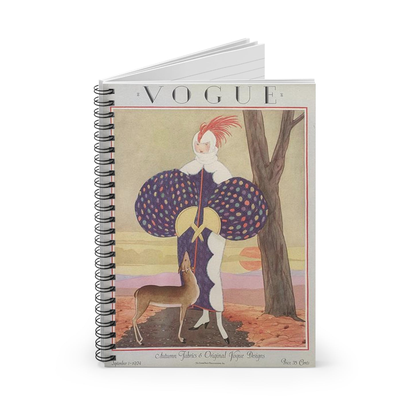 VogueMagazine1Sep1924 - Art Deco public domain image Spiral Bound Ruled Notebook with Printed Cover