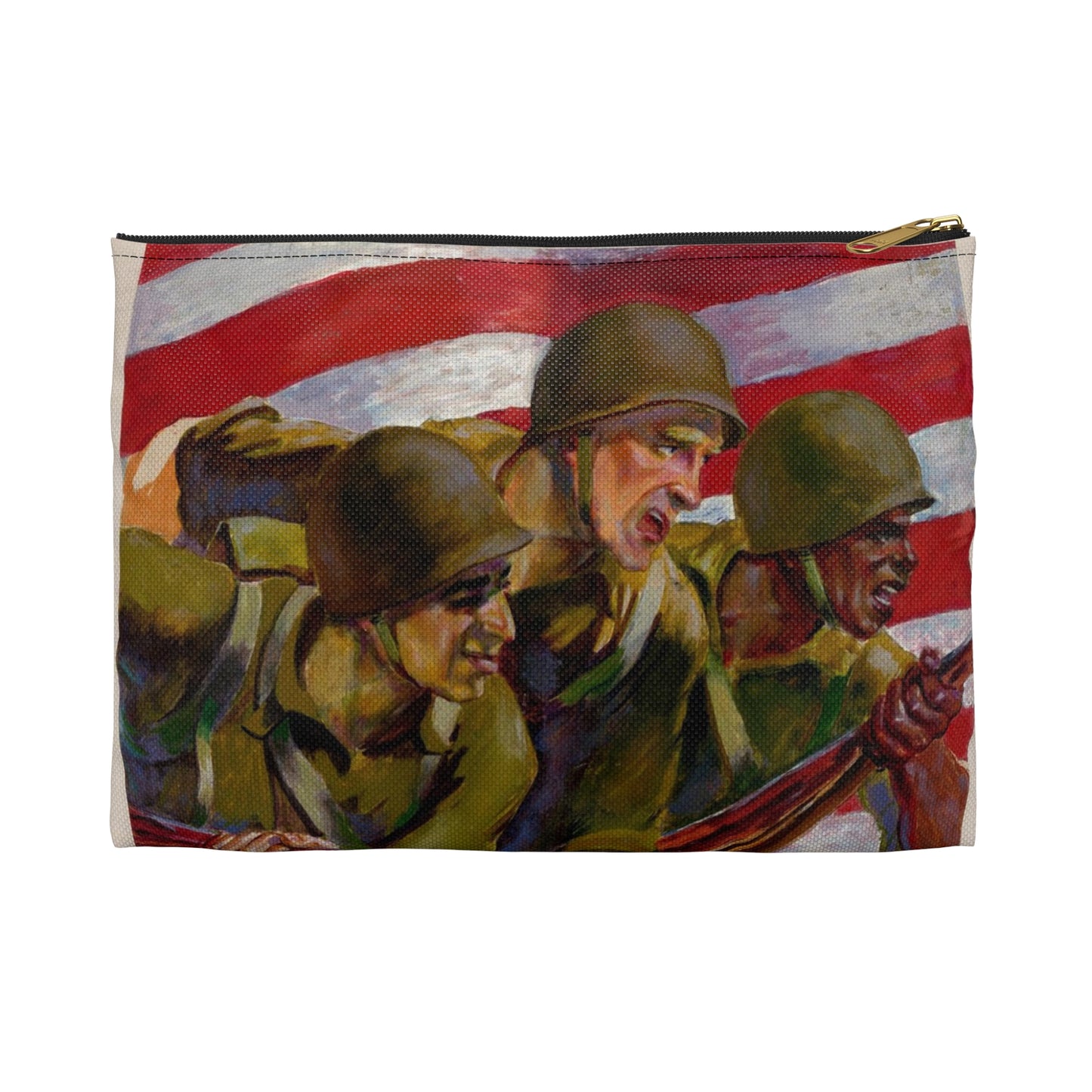 Together we WIN - A painting of a group of soldiers holding guns Large Organizer Pouch with Black Zipper