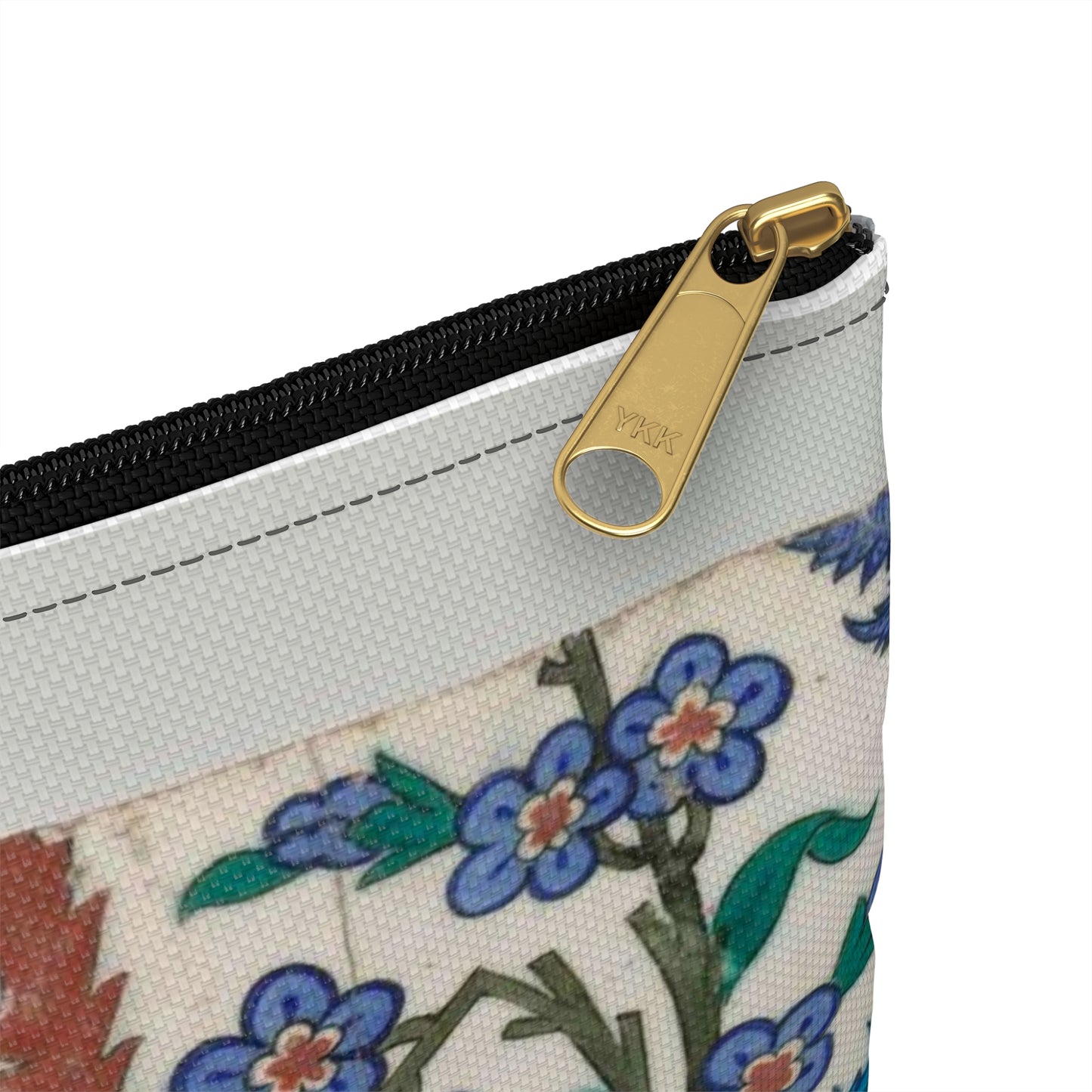 Tegeltableau van vier met een samenhangend patroon van palmetten, bladvormen en bloemen versierde tegels Large Organizer Pouch with Black Zipper