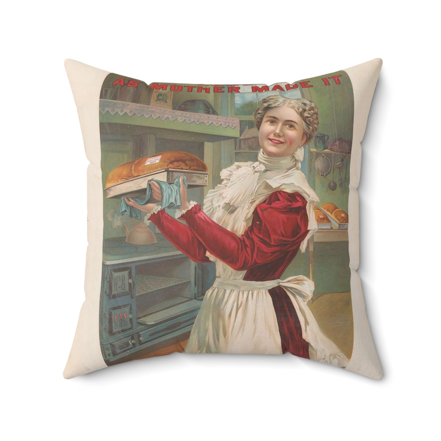 "Mother's bread" pure as mother made it. Made by J.A. Dahn & Son, 15, 17, 19, North Oxford St., Brooklyn Decorative Accent Square Pillow