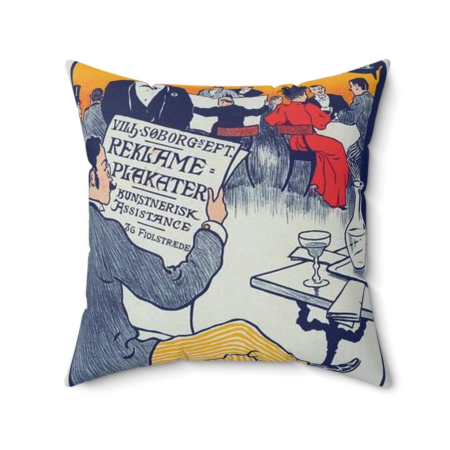 Affiche danoise pour les "Affiches artistiques Wilh. Söborg". Decorative Accent Square Pillow