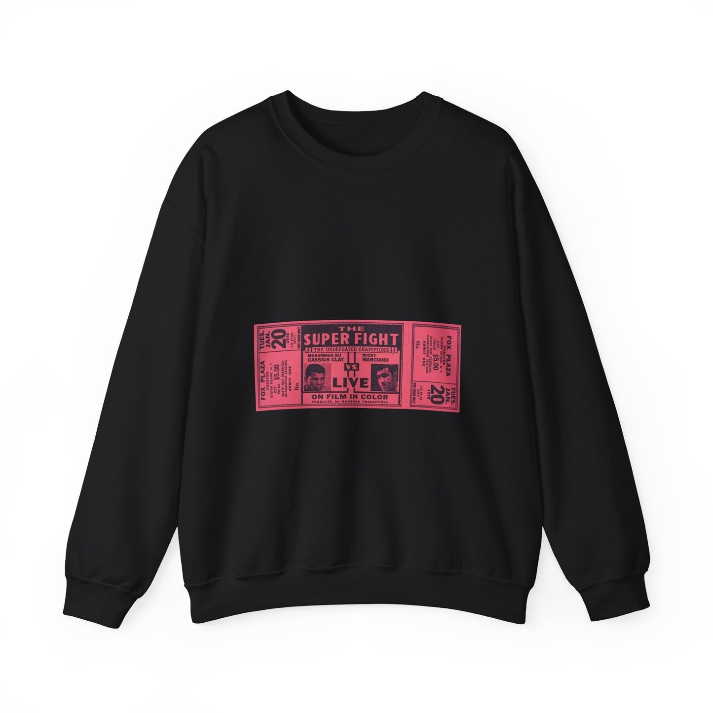 The Superfight - Rocky Marciano vs Muhammad Ali Ticket Black Heavy Blend Adult Crew Neck SweatShirt