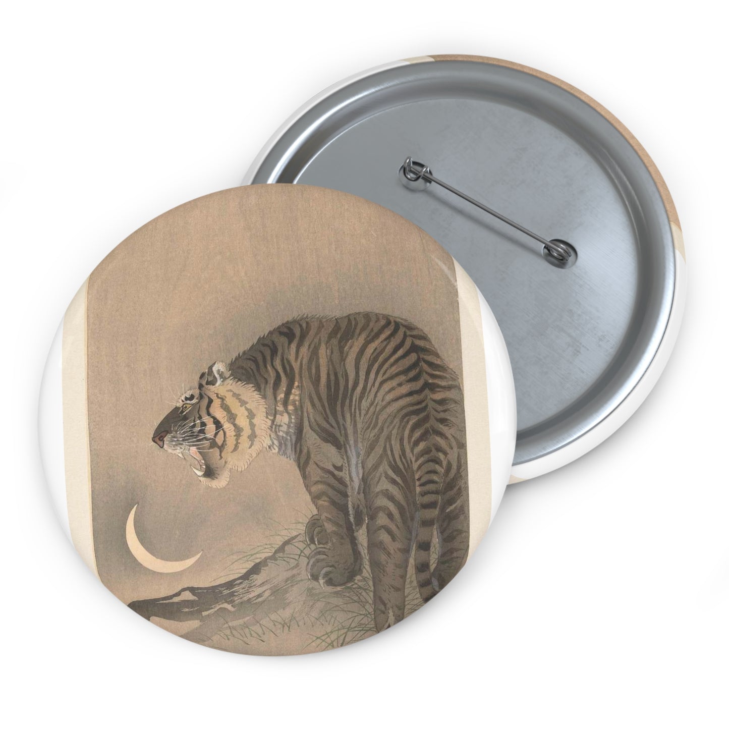 Brullende tijger, Ohara Koson - Rijksmuseum public domain dedication image Pin Buttons with Crisp Design