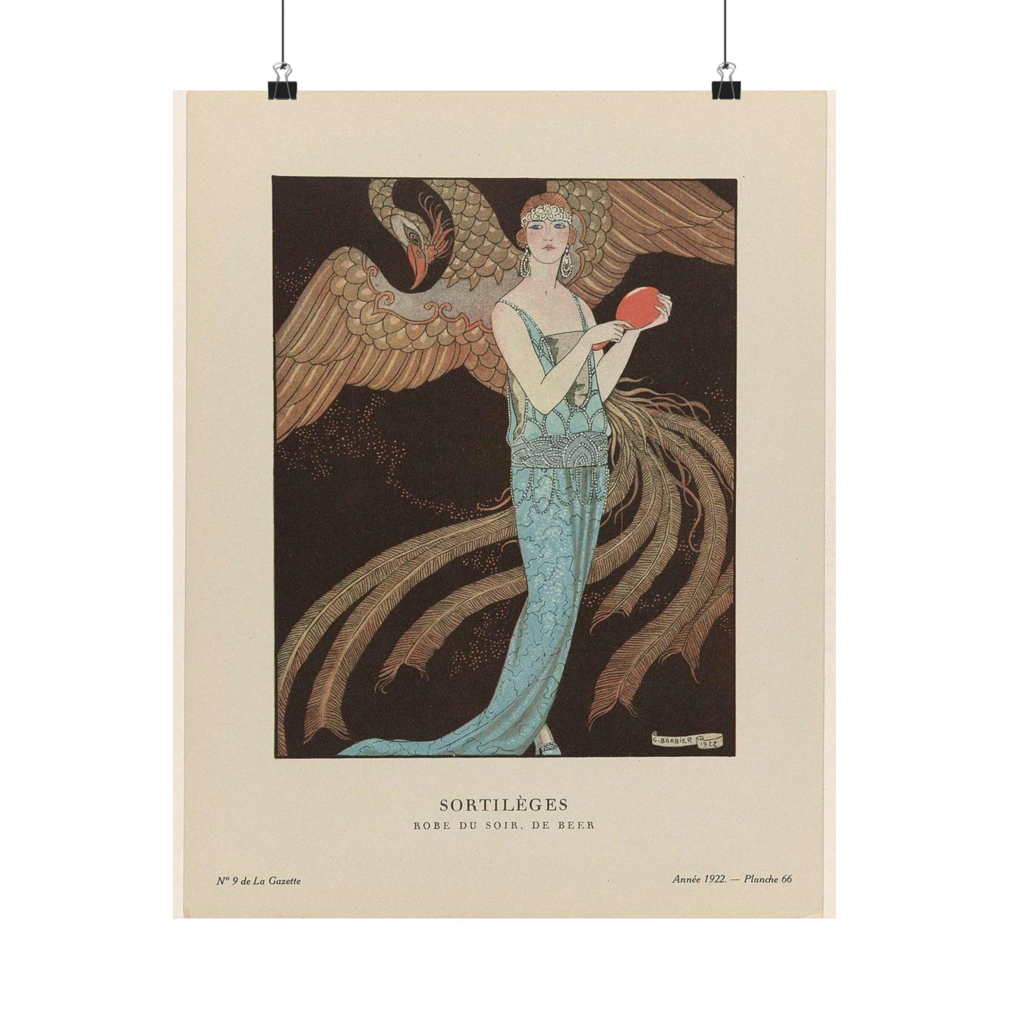 Gazette du Bon Ton, 1922 - No. 9 : Sortilèges / Robe du soir, de Beer High Quality Matte Wall Art Poster for Home, Office, Classroom