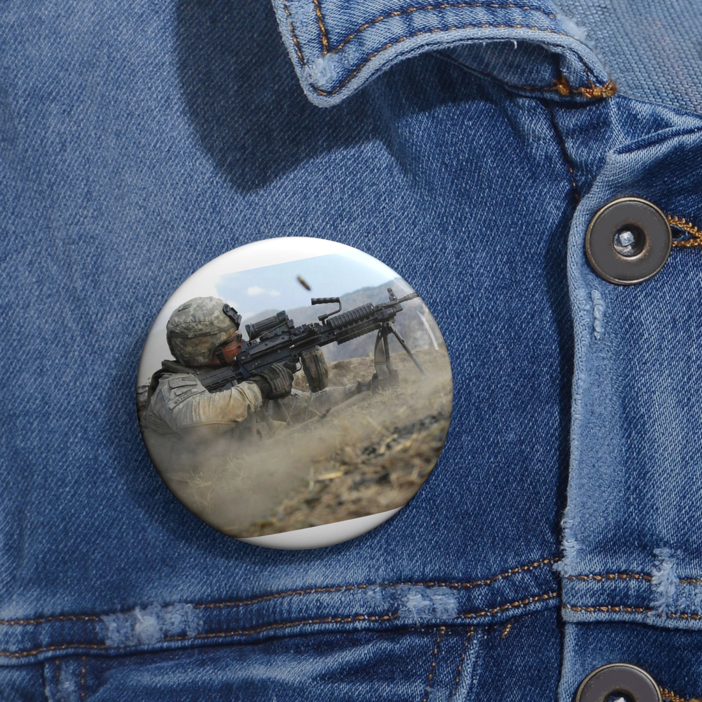 U.S. Army Pvt. John Stafinski, a native of Seville, Pin Buttons with Crisp Design
