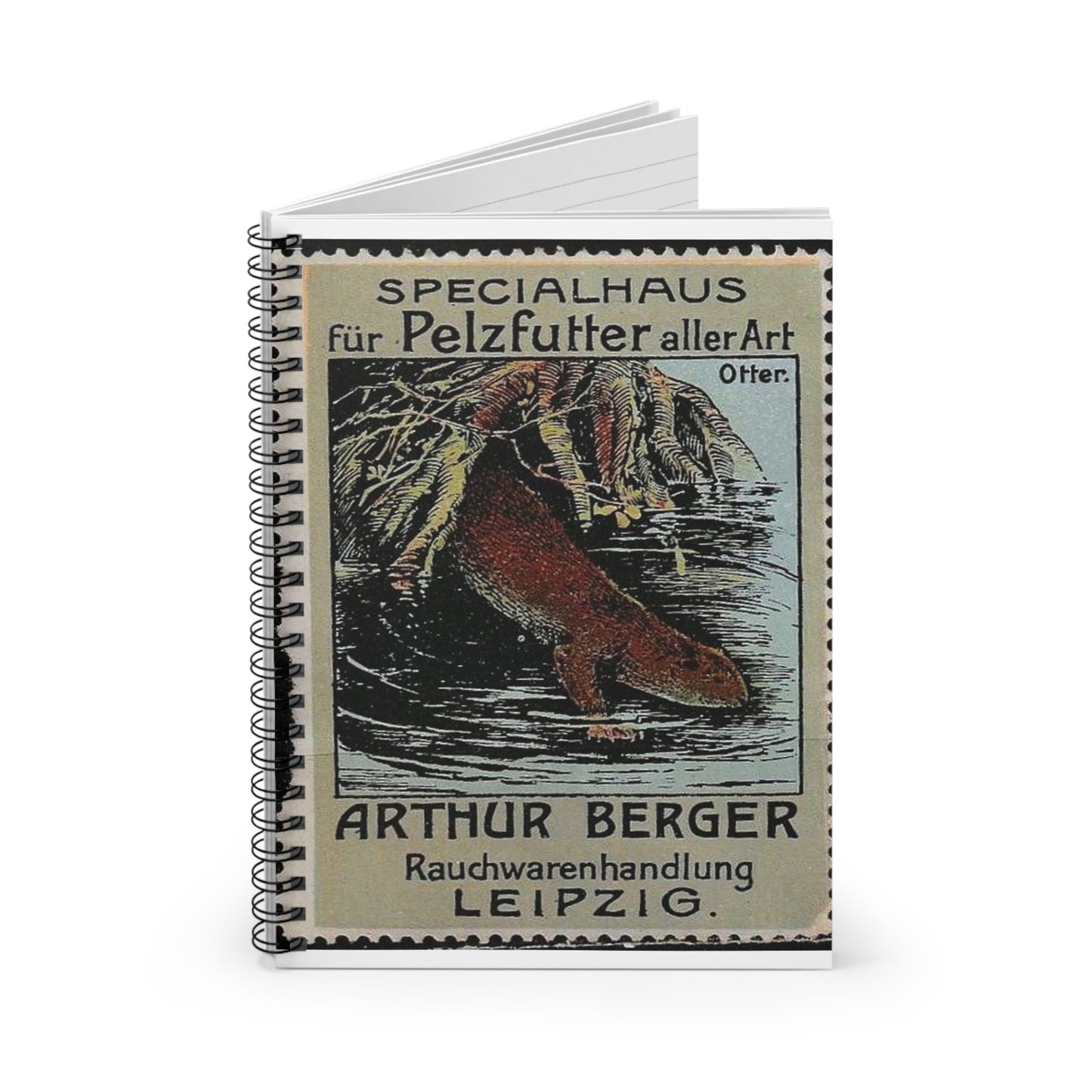 Arthur Berger, fur trader in Leipzig, c. 1910, brand advertisings (07) Spiral Bound Ruled Notebook with Printed Cover