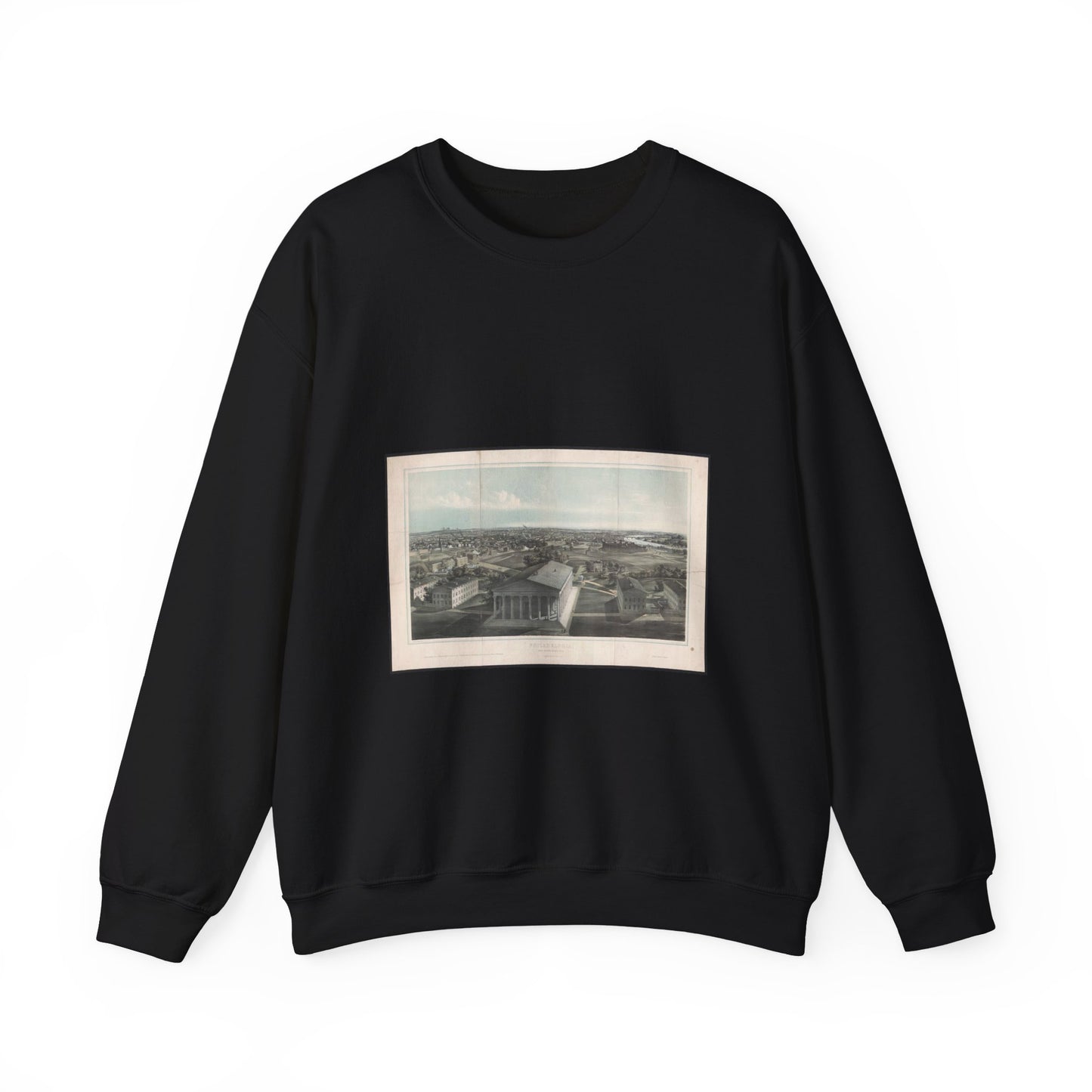 Philadelphia, from Girard College-1850 / J. W. Hill & Smith, del. ;  lith. par B. F. Smith Jr. ; printed in tints by F. Michelin. Black Heavy Blend Adult Crew Neck SweatShirt