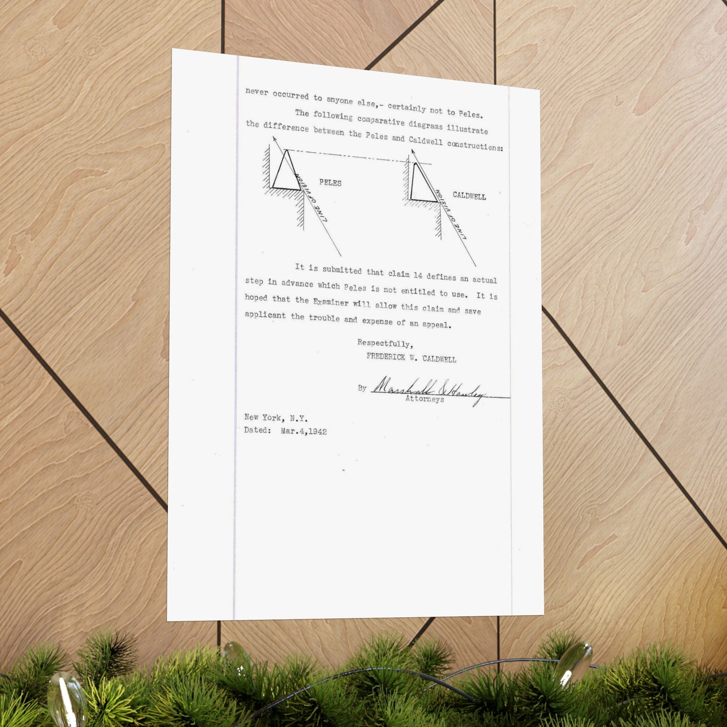 Patent Case File No. 2,298,194, Birdproofing, Inventor- Frederick W. Caldwell. - DPLA - 74c301010ed26c59dcbf62dd3cb26c47 (page 52) High Quality Matte Wall Art Poster for Home, Office, Classroom