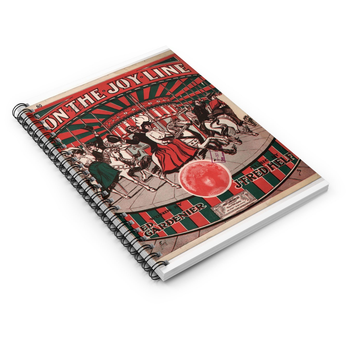 On the joy line - Public domain American sheet music Spiral Bound Ruled Notebook with Printed Cover