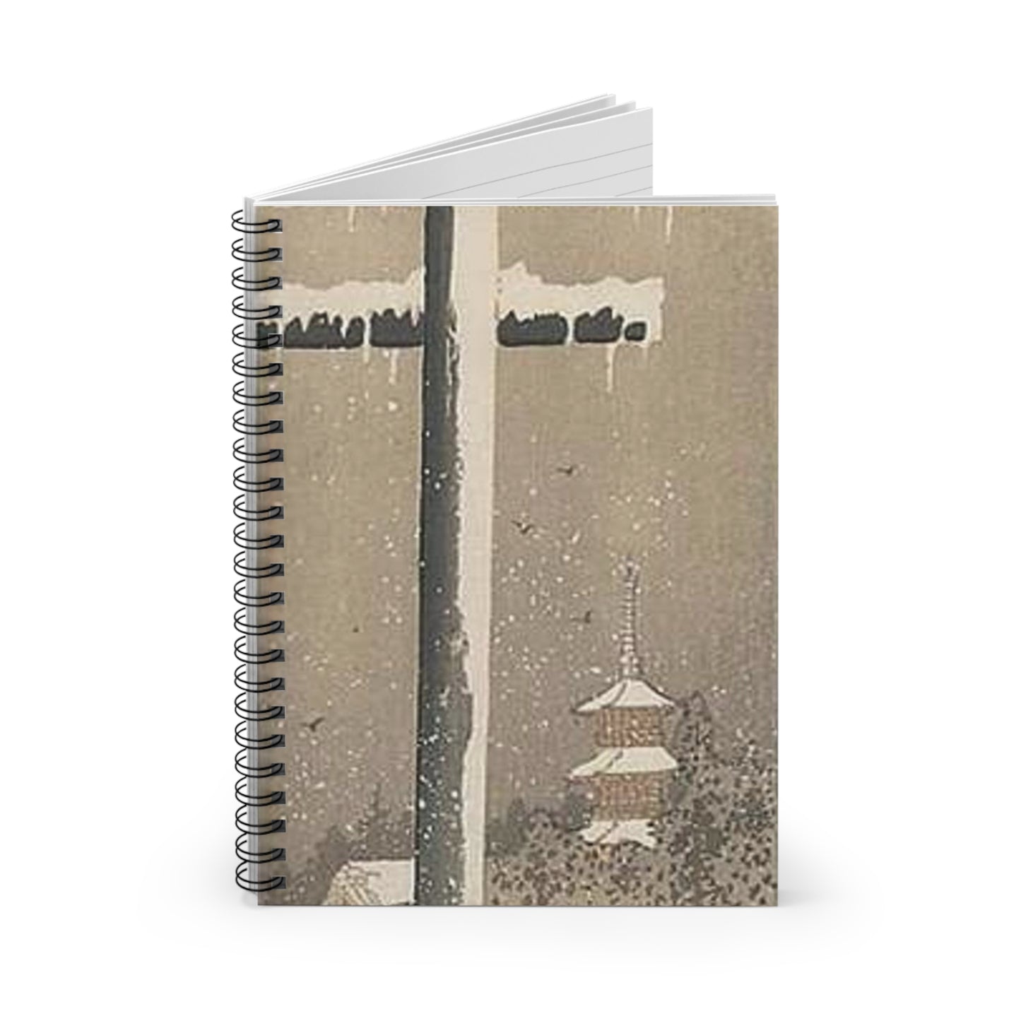 Koson - torii-and-crow-in-the-snow, Ohara Koson Spiral Bound Ruled Notebook with Printed Cover