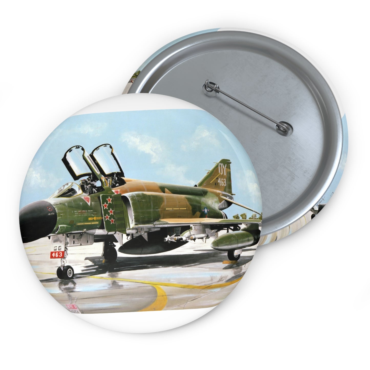 Artwork: "Splash Five" Artist: Paul Jones Pin Buttons with Crisp Design