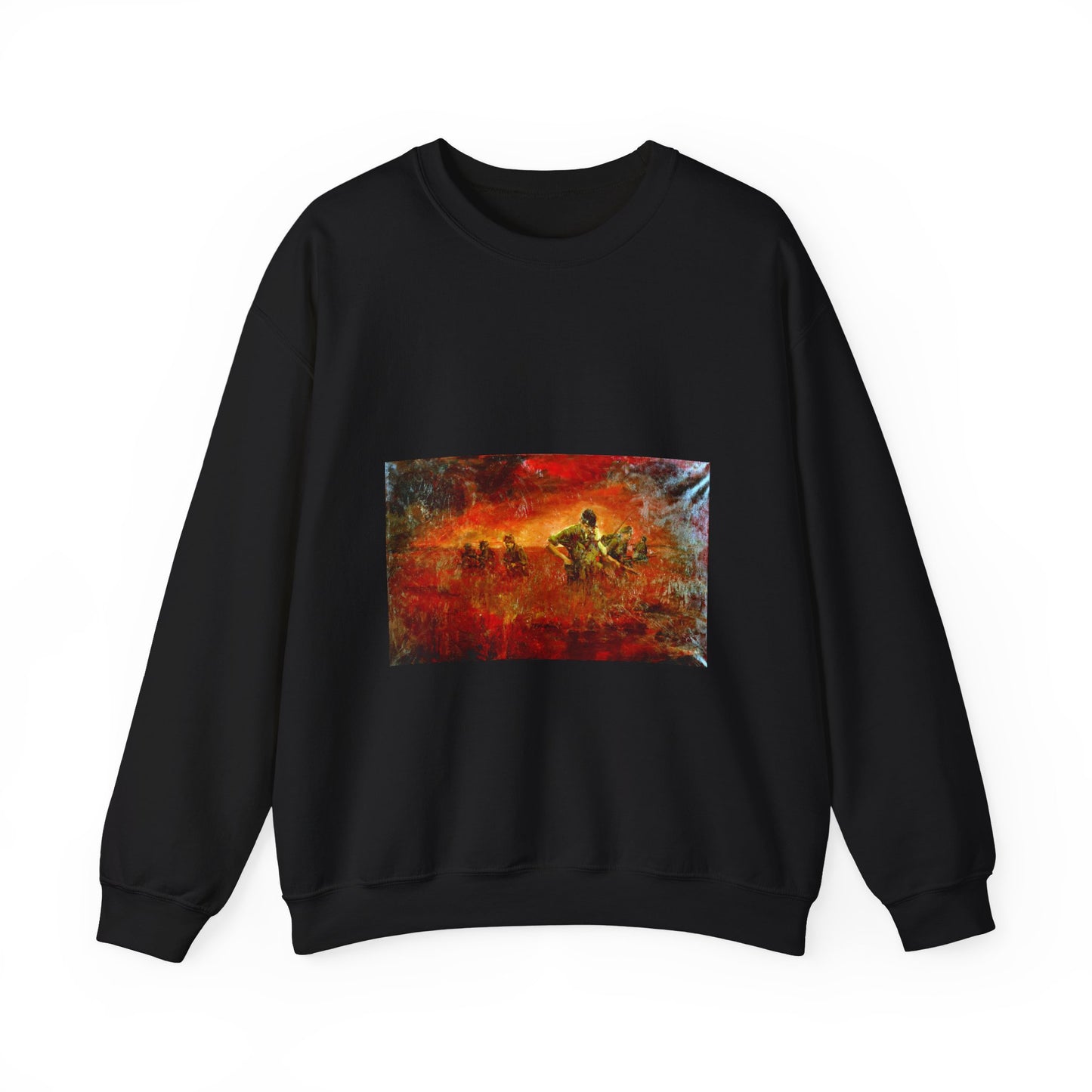Artwork: "Man/Ready" Vietnam. Artist: Paul MAC Wiliams. Catalog Number: 1.141.87 Black Heavy Blend Adult Crew Neck SweatShirt