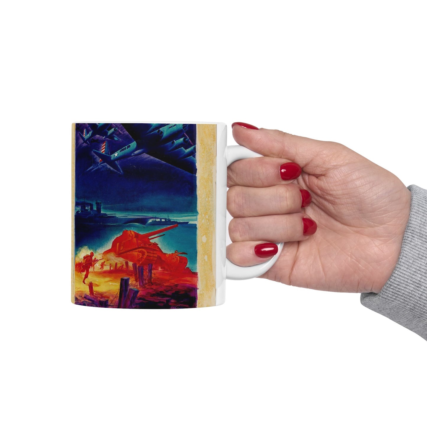 [Infantry, tanks, ships, airplanes attacking] [R.G.] Beautiful Novelty Ceramic Coffee Mug 11oz