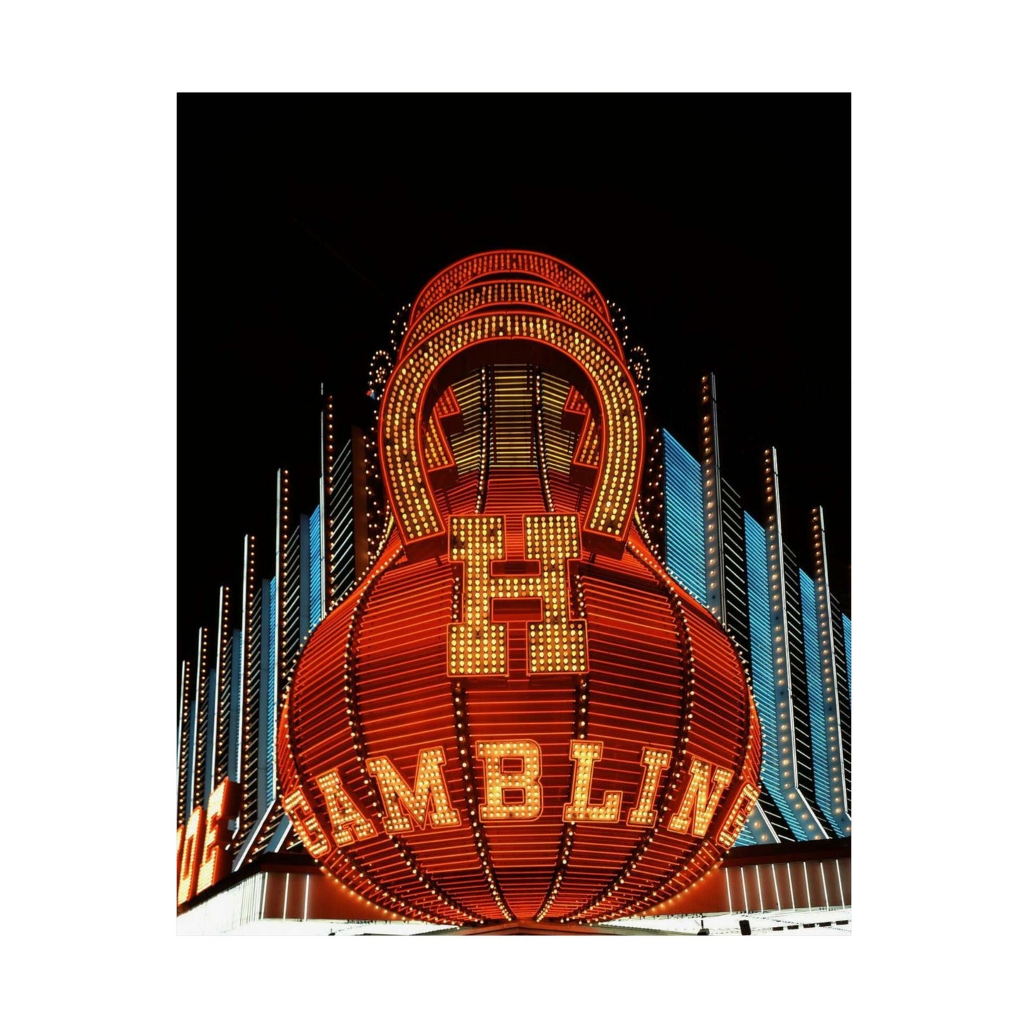 Neon sign at the Horseshoe Casino, Las Vegas, Nevada High Quality Matte Wall Art Poster for Home, Office, Classroom