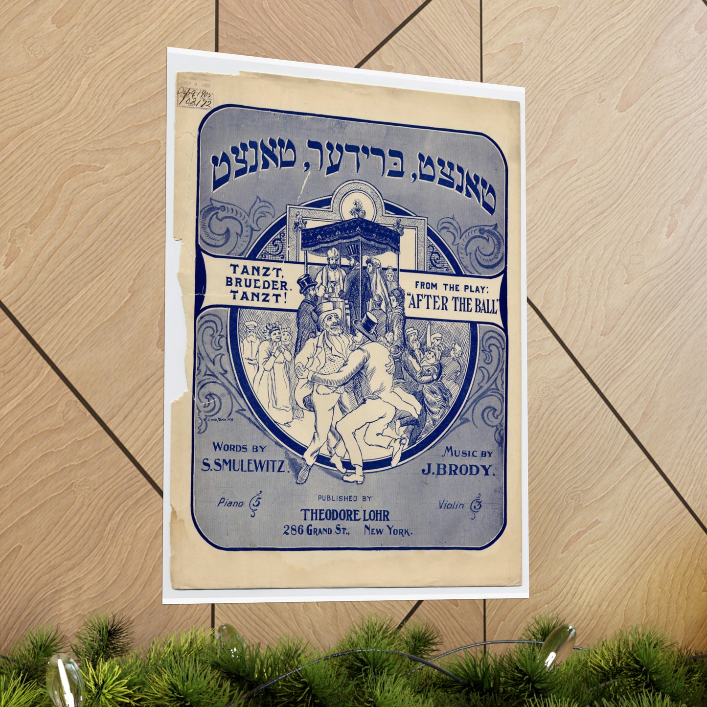 Tanzt brueder, tanzt!, Yiddish-American song High Quality Matte Wall Art Poster for Home, Office, Classroom