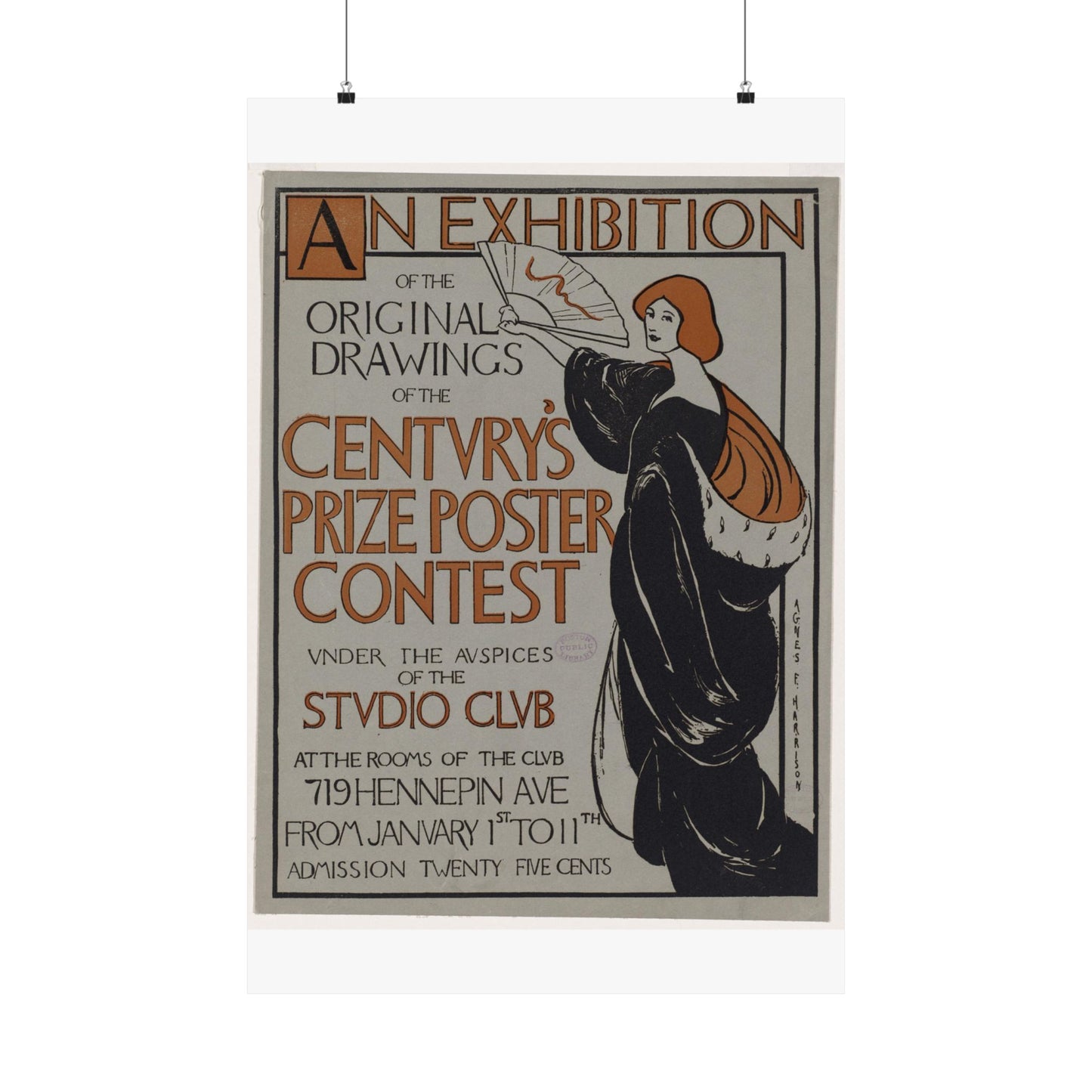 An exhibition of the original drawings of the Century's prize poster contest under the auspices of the Studio Club High Quality Matte Wall Art Poster for Home, Office, Classroom