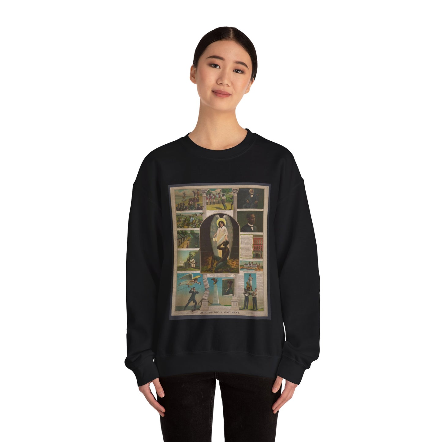 Afro-American Monument - Print, Library of Congress collection Black Heavy Blend Adult Crew Neck SweatShirt