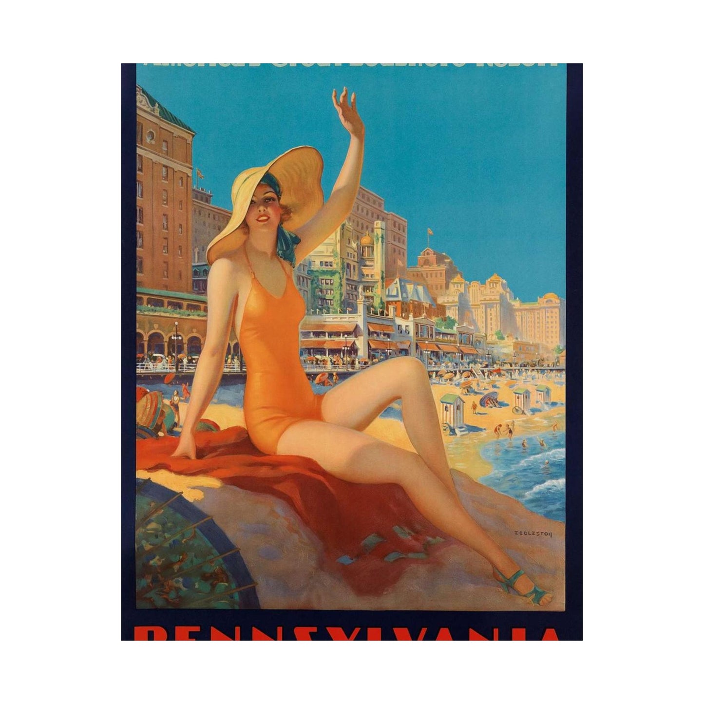 Edward M. Eggleston - Pennsylvania Railroad - Atlantic City, 1935 High Quality Matte Wall Art Poster for Home, Office, Classroom