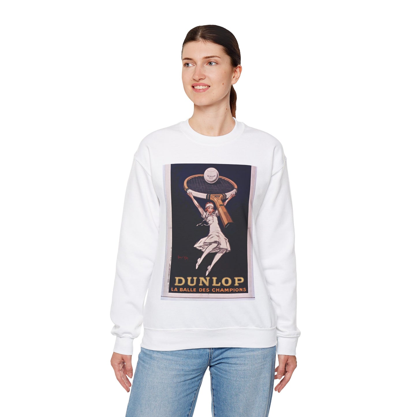 Dunlop, la balle des champions - Art Deco public domain image White Heavy Blend Adult Crew Neck SweatShirt