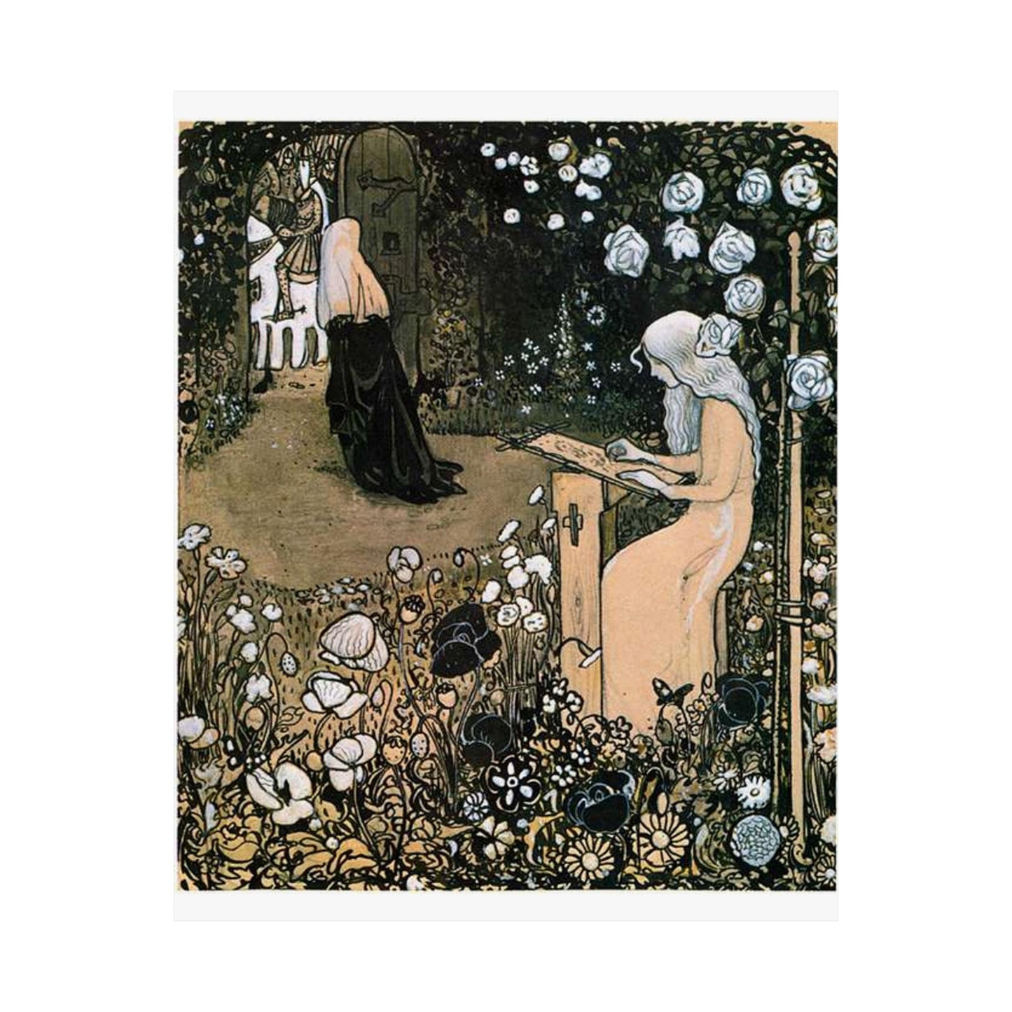 Jolantha 2 by John Bauer 1907 - Drawing. Public domain image. High Quality Matte Wall Art Poster for Home, Office, Classroom