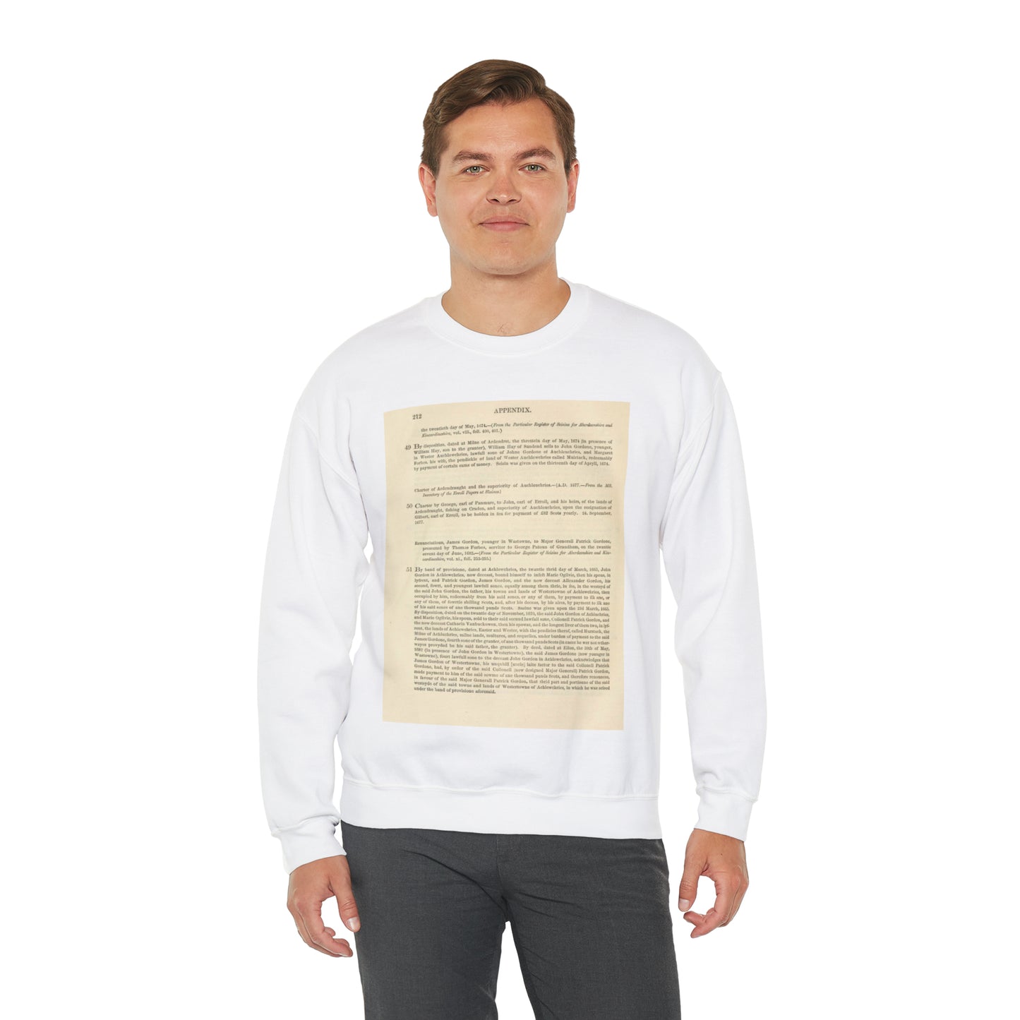 212 APPENDIX.   the twentieth day of May, 1674. — {From the Particular Register of Seisins for Aberdeenshire and  Kincardineshire White Heavy Blend Adult Crew Neck SweatShirt