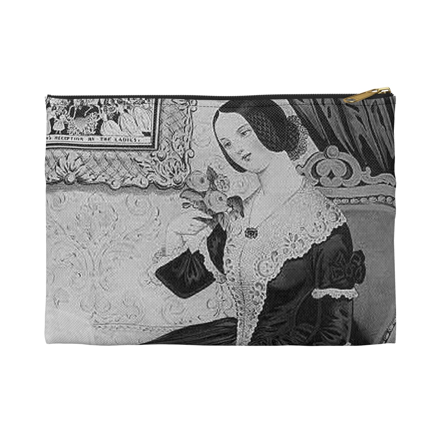 Amelia - Print, Library of Congress collection Large Organizer Pouch with Black Zipper